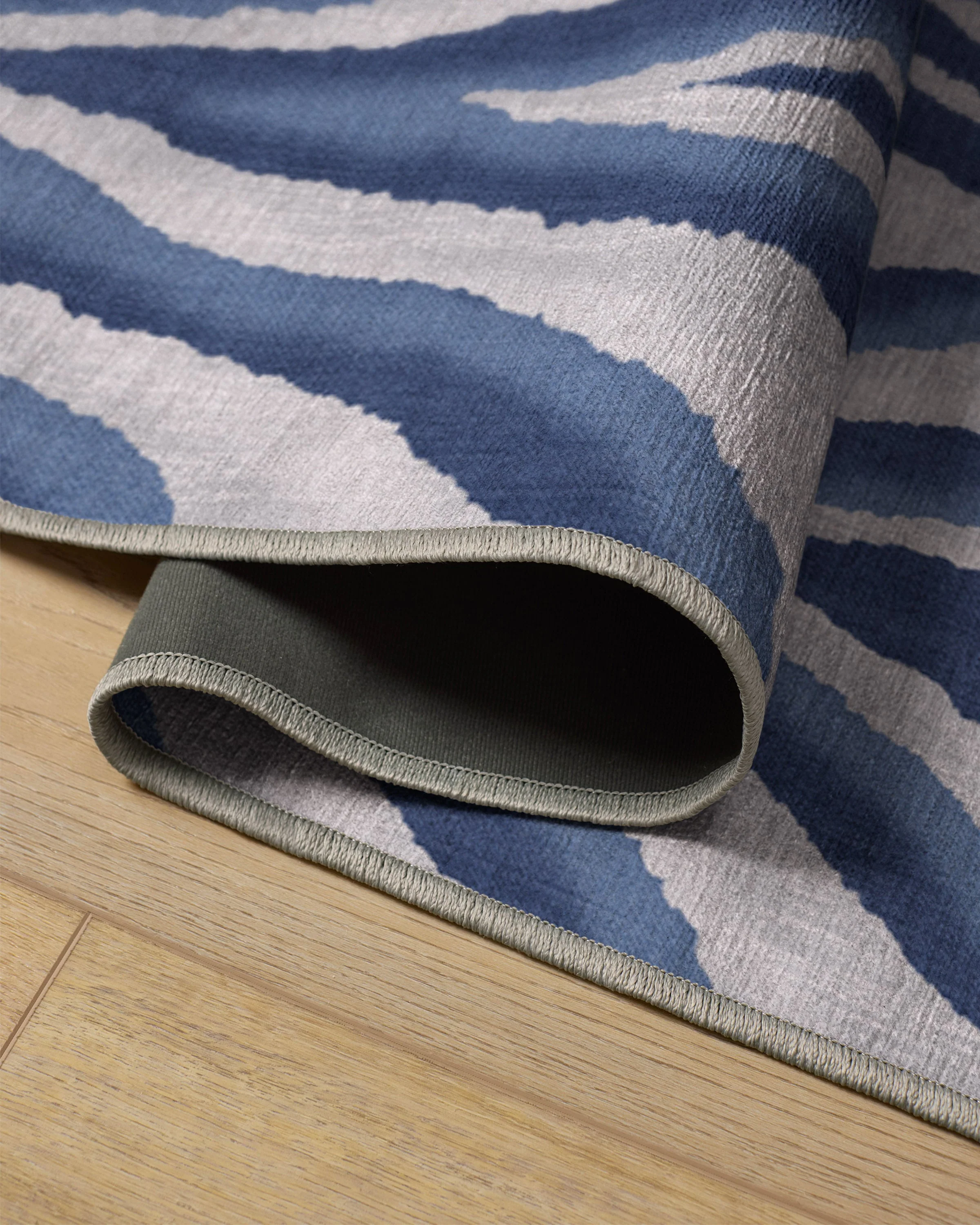 Chifa Wood Blue & Cream Flatwoven Rug by Humberto Leon - Image 10
