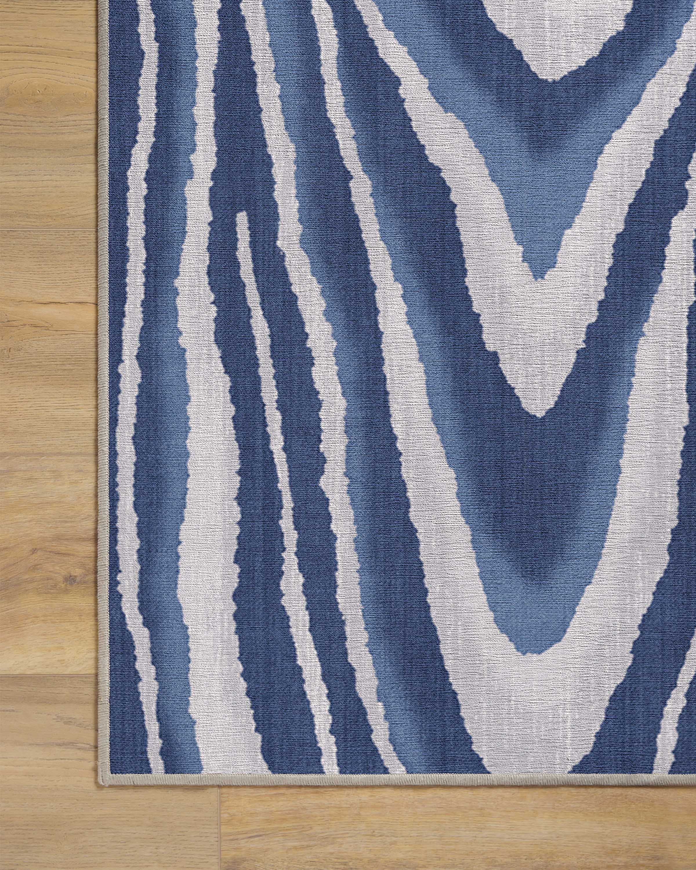Chifa Wood Blue & Cream Flatwoven Rug by Humberto Leon - Image 11