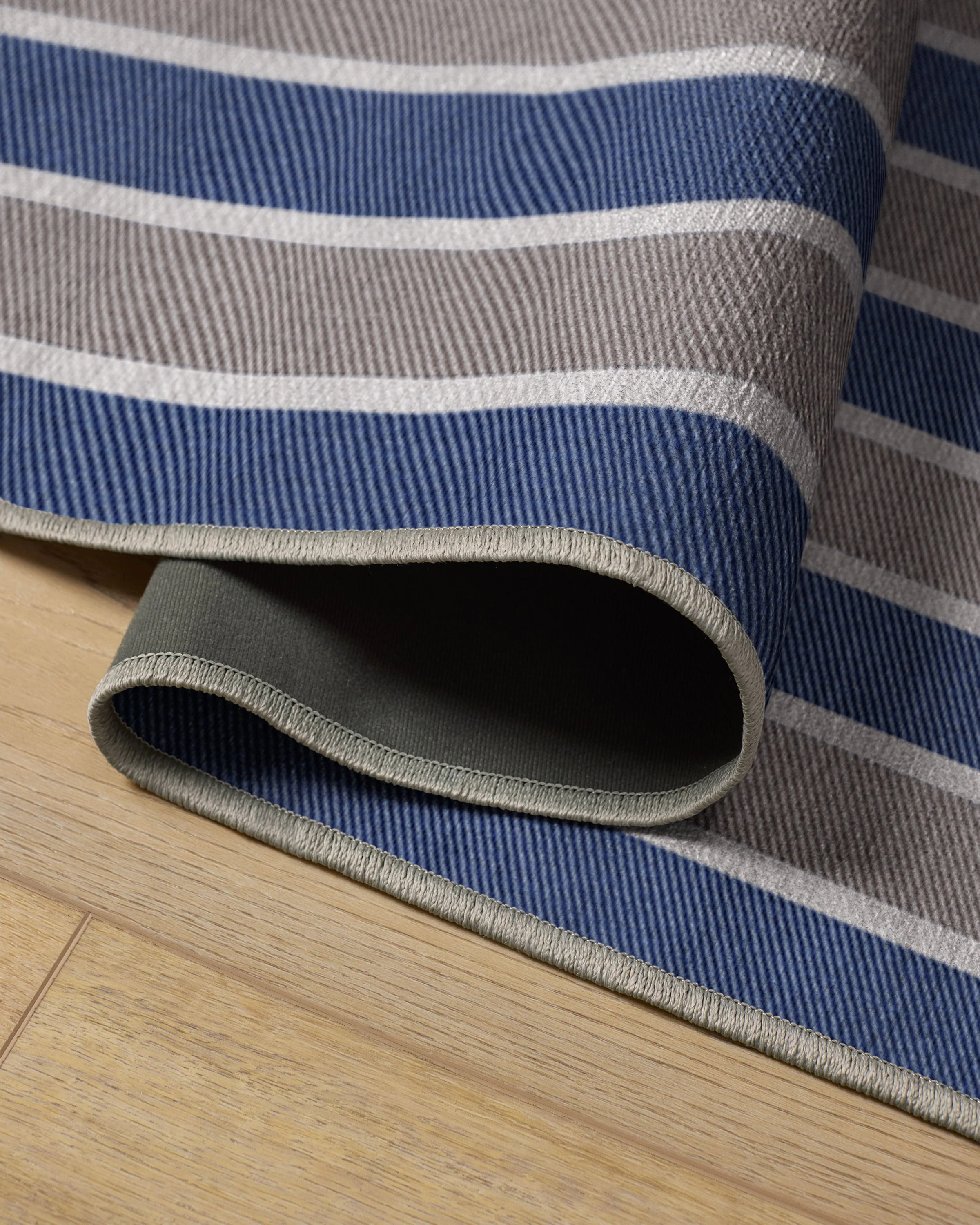 Helen Varsity Stripe Taupe & Blue Flatwoven Rug by Humberto Leon - Image 10