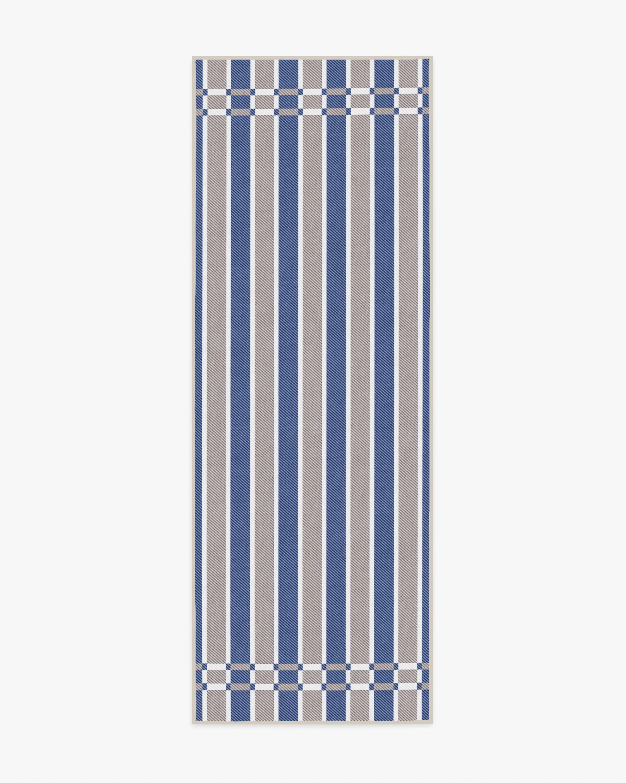 Helen Varsity Stripe Taupe & Blue Rug by Humberto Leon - Image 3
