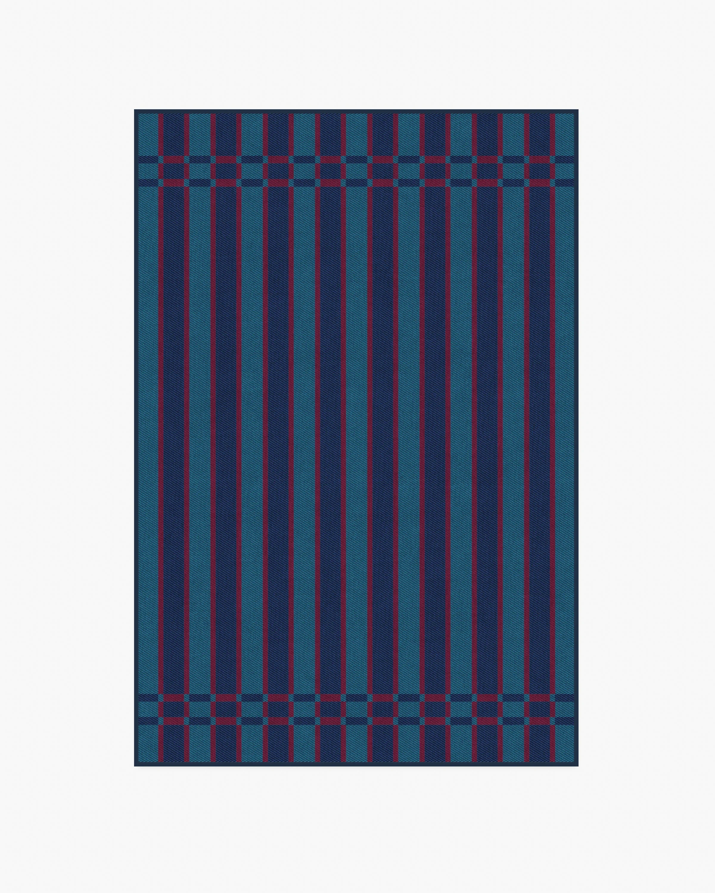 Helen Varsity Stripe Teal & Navy Flatwoven Rug by Humberto Leon - Image 5