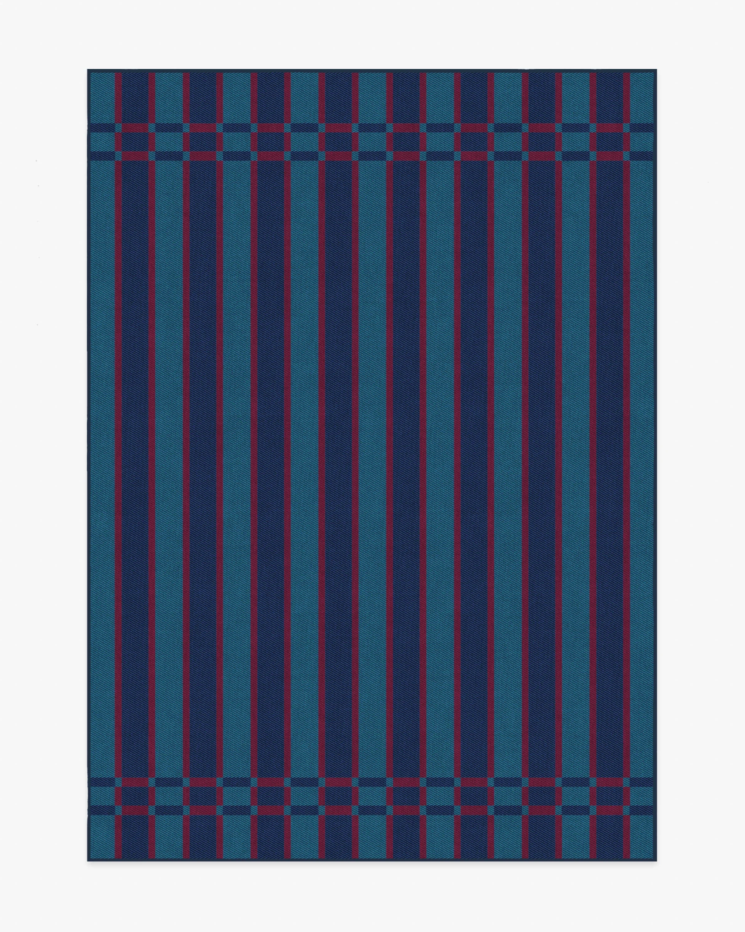 Helen Varsity Stripe Teal & Navy Flatwoven Rug by Humberto Leon - Image 6