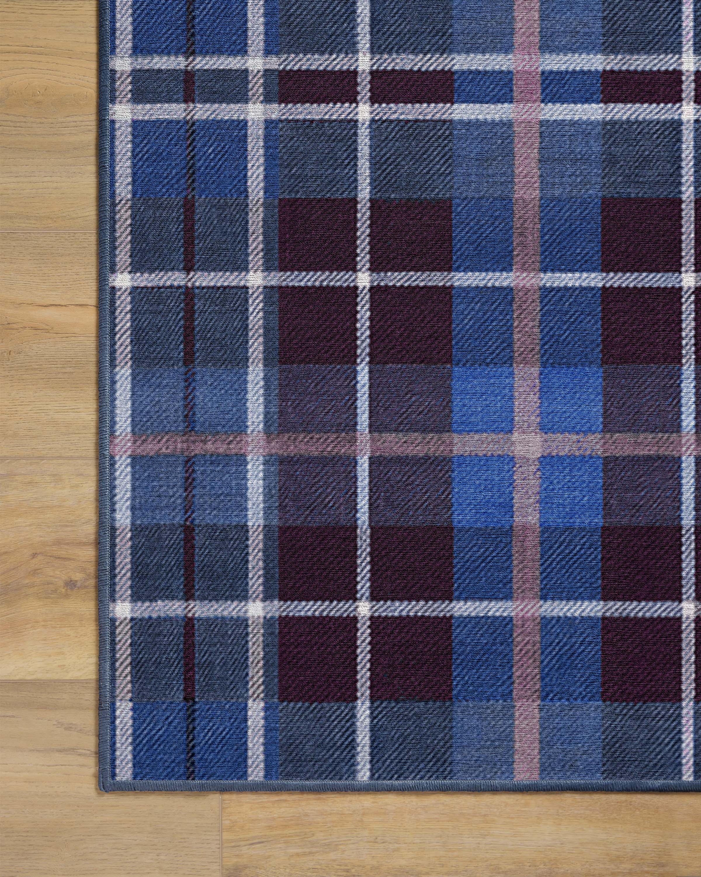 Josa Plaid Burgundy & Blue Flatwoven Rug by Humberto Leon - Image 11