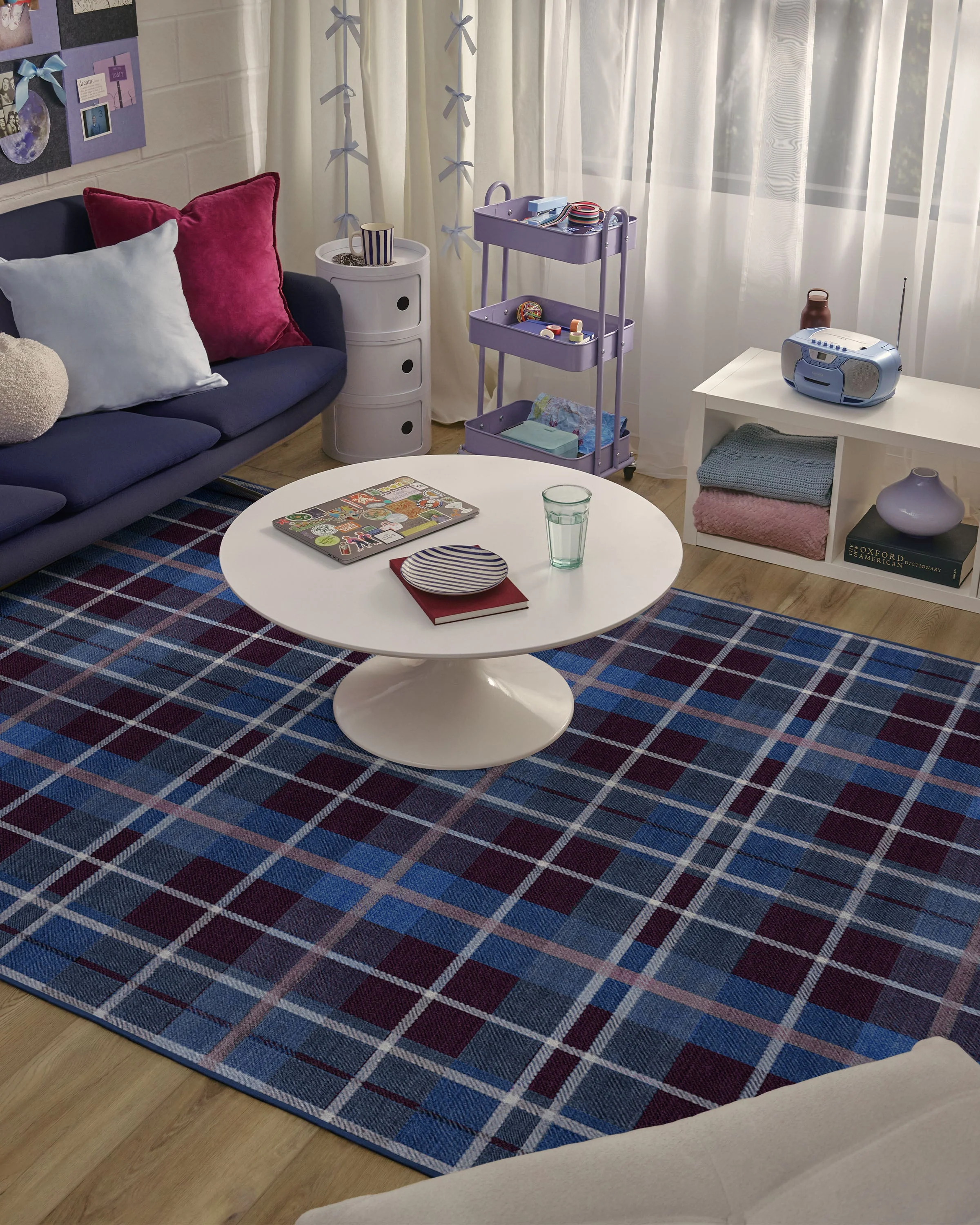 Josa Plaid Burgundy & Blue Flatwoven Rug by Humberto Leon - Image 8