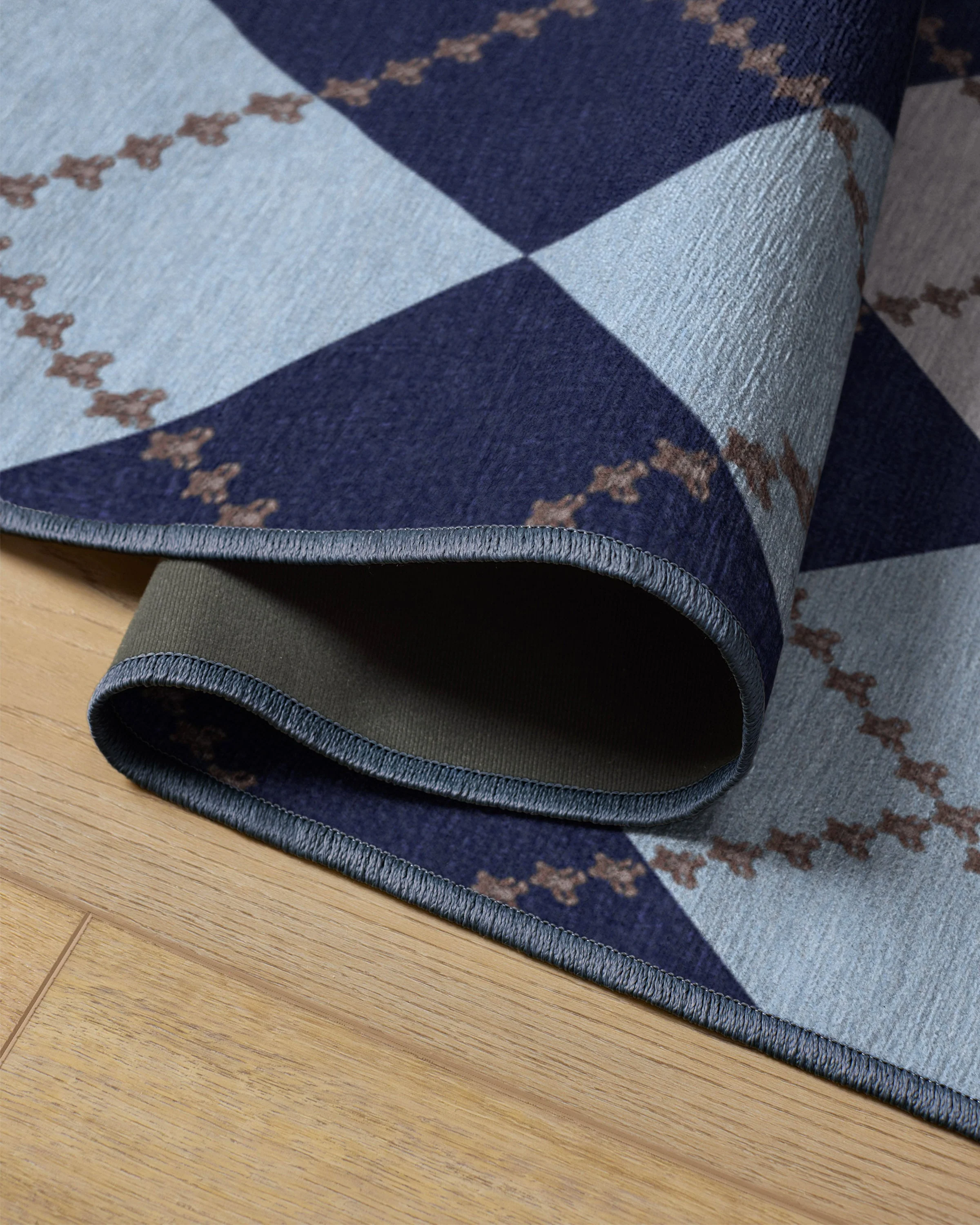 Teddy Bear Argyle Navy & Blue Flatwoven Rug by Humberto Leon - Image 10