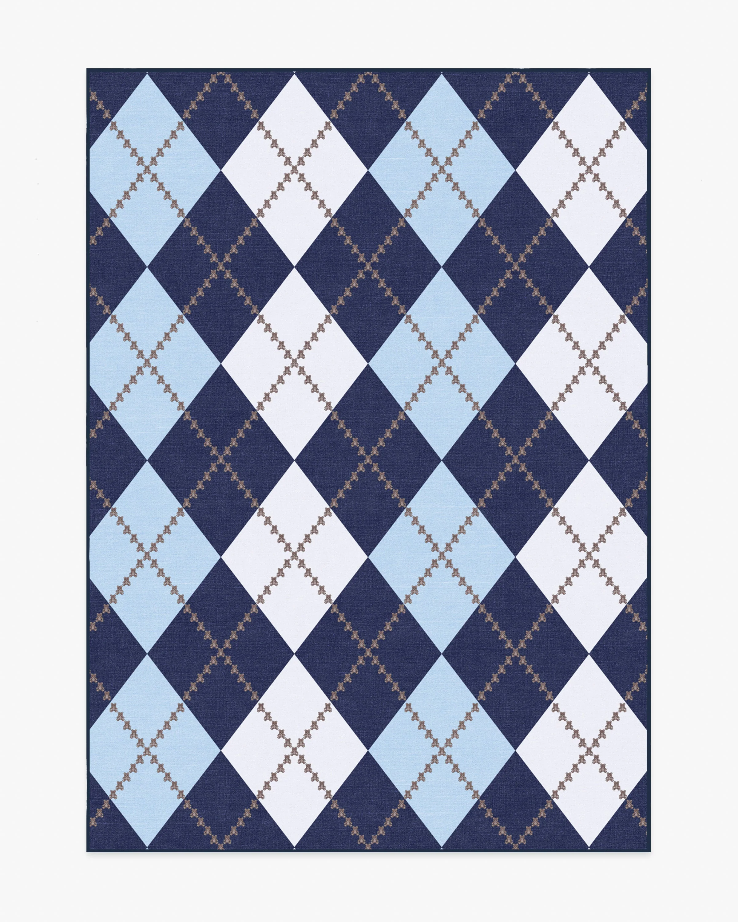 Teddy Bear Argyle Navy & Blue Flatwoven Rug by Humberto Leon - Image 6