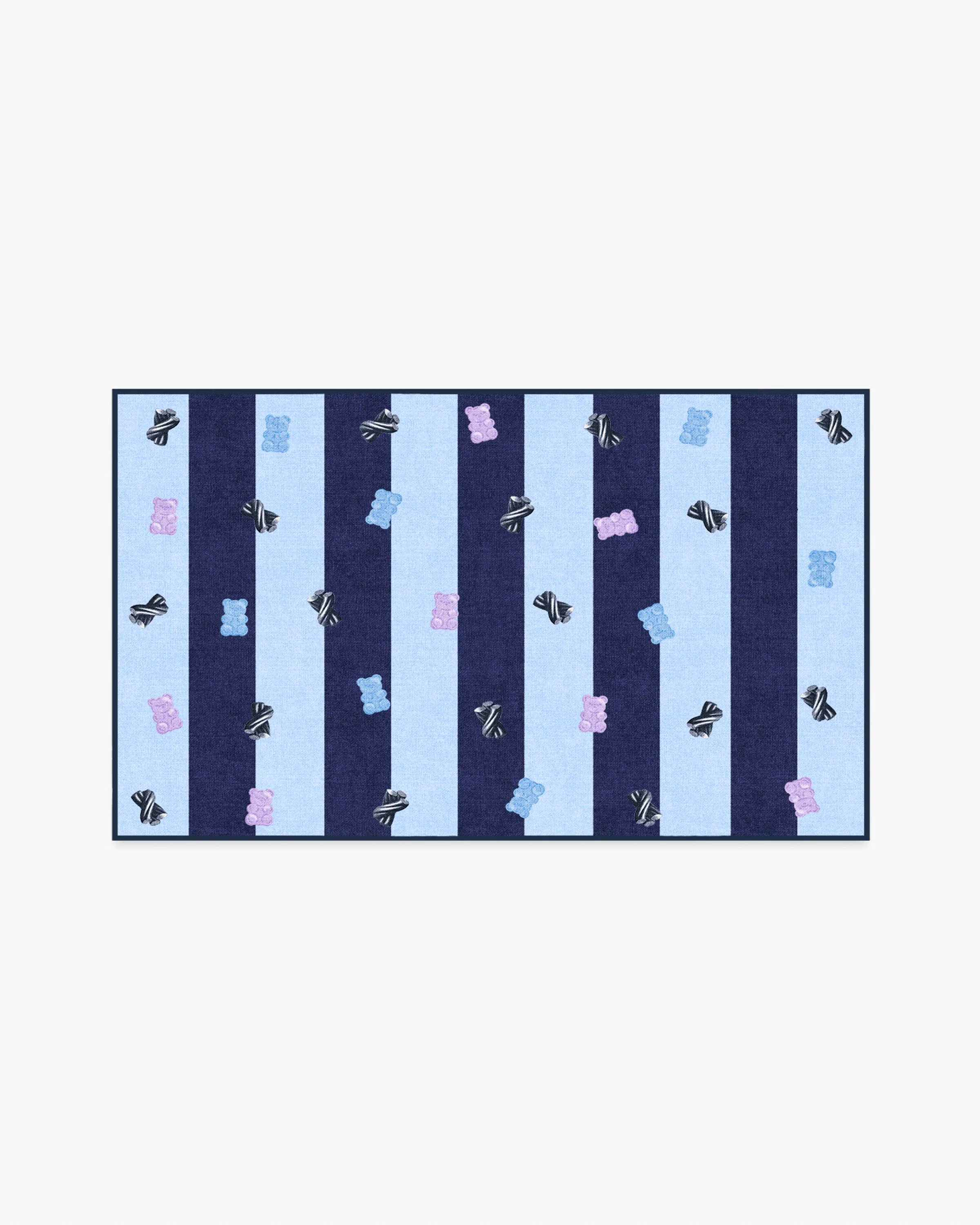 Todd Stripe Gummy Blue & Navy Flatwoven Rug by Humberto Leon - Image 4
