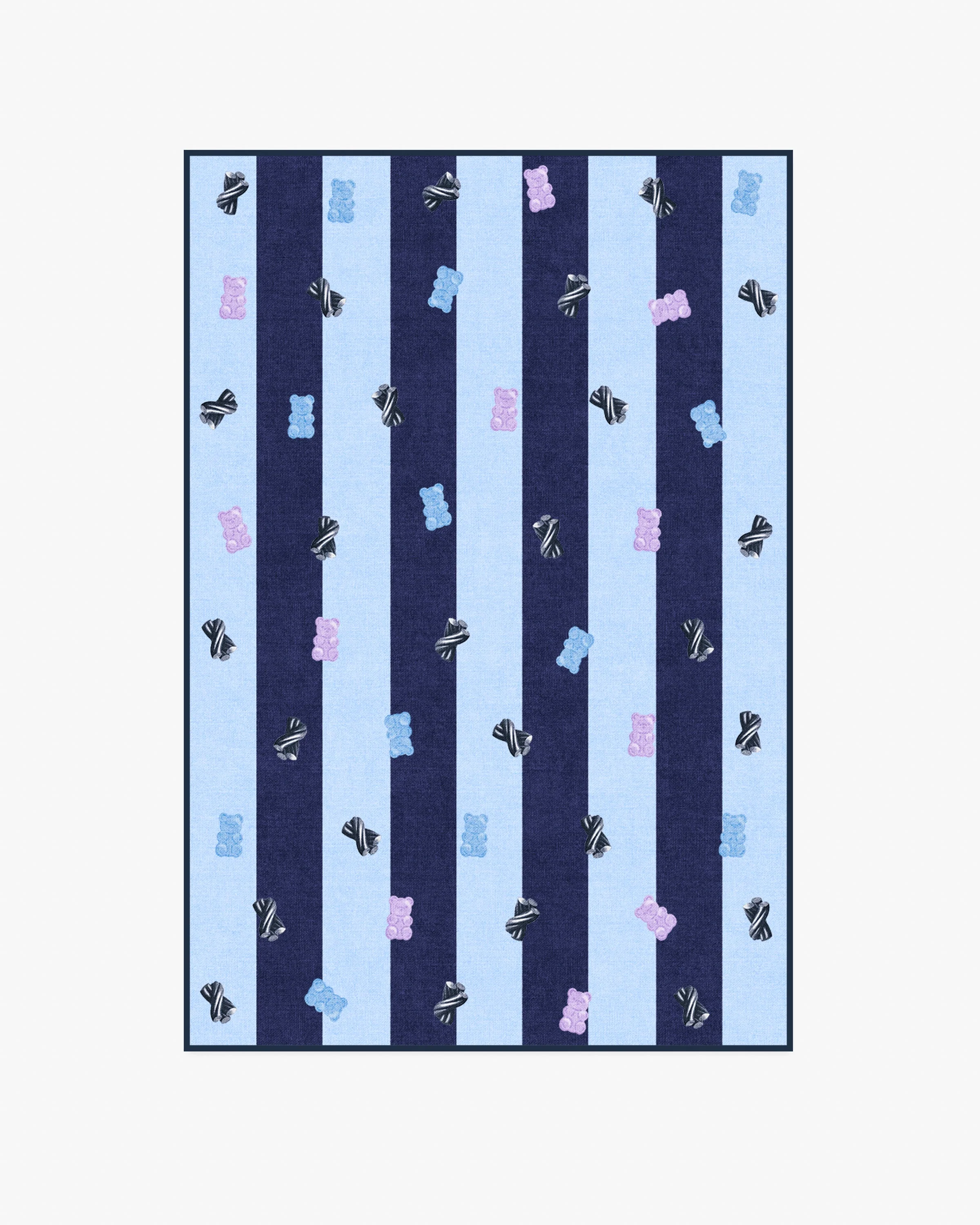 Todd Stripe Gummy Blue & Navy Flatwoven Rug by Humberto Leon - Image 5