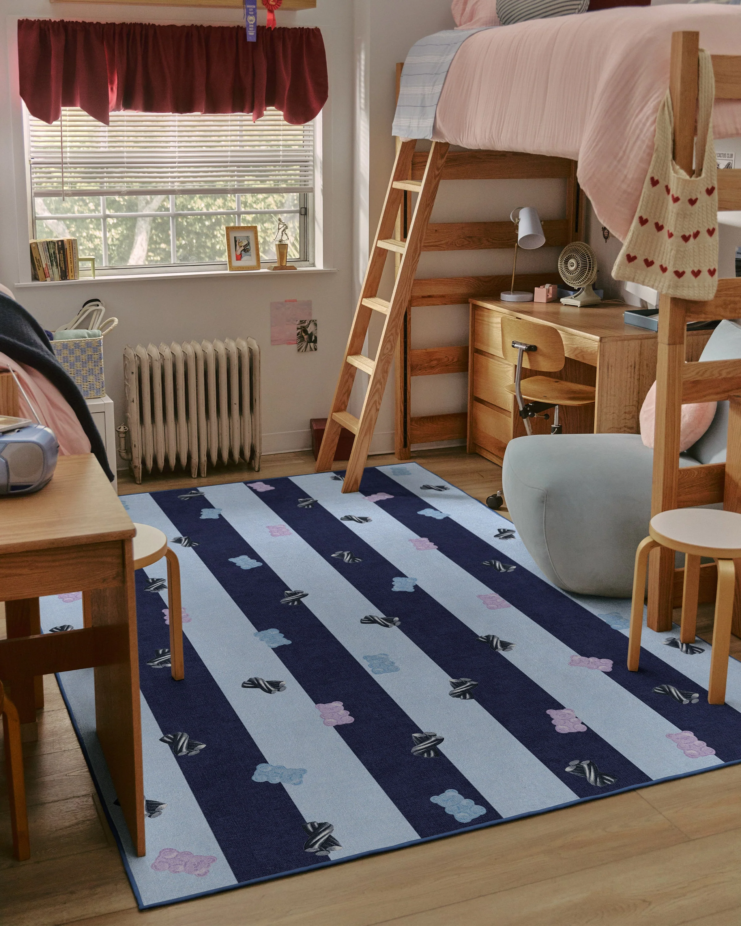 Todd Stripe Gummy Blue & Navy Flatwoven Rug by Humberto Leon - Image 7