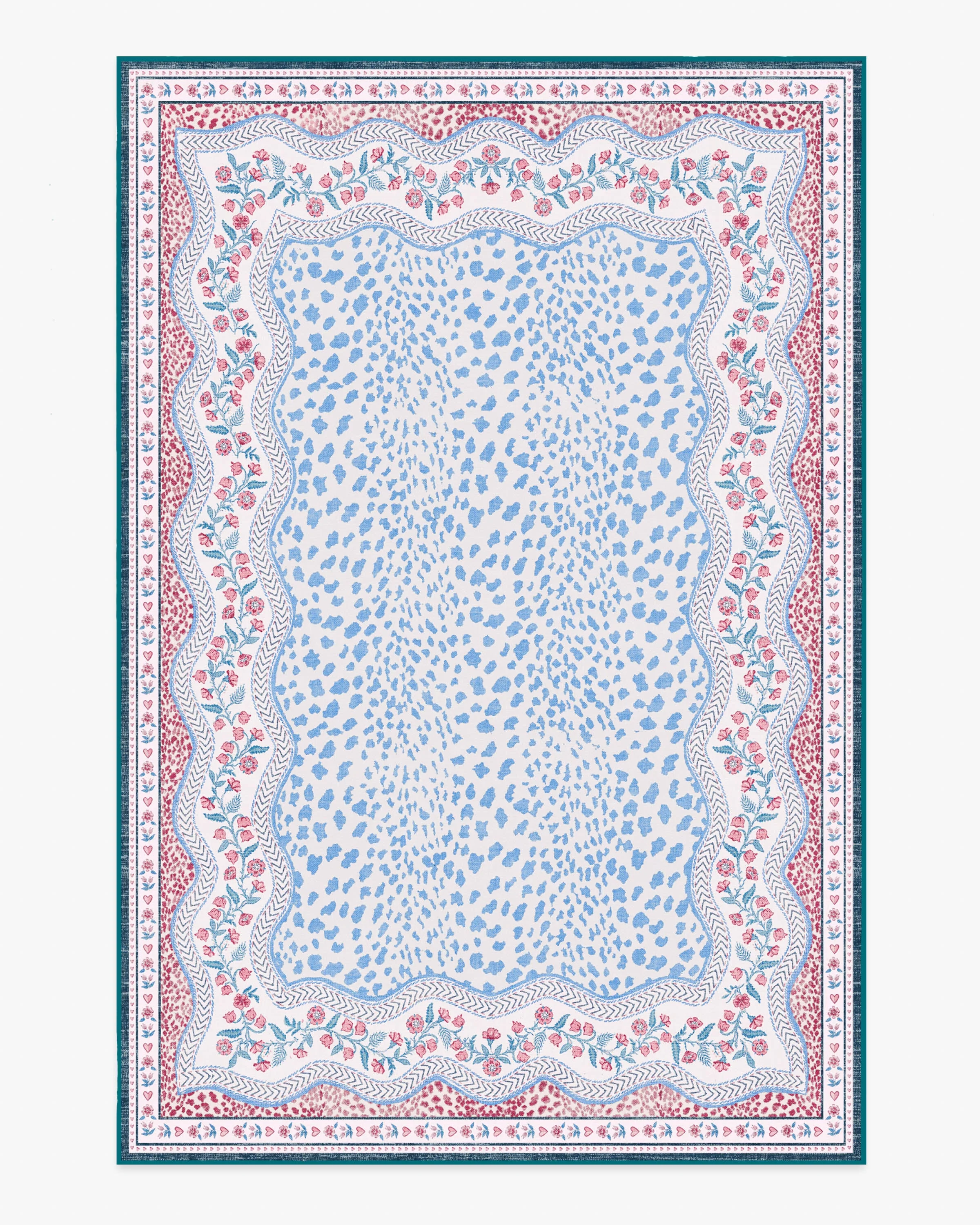 Wendy Animal Border Blue & Pink Rug by Humberto Leon