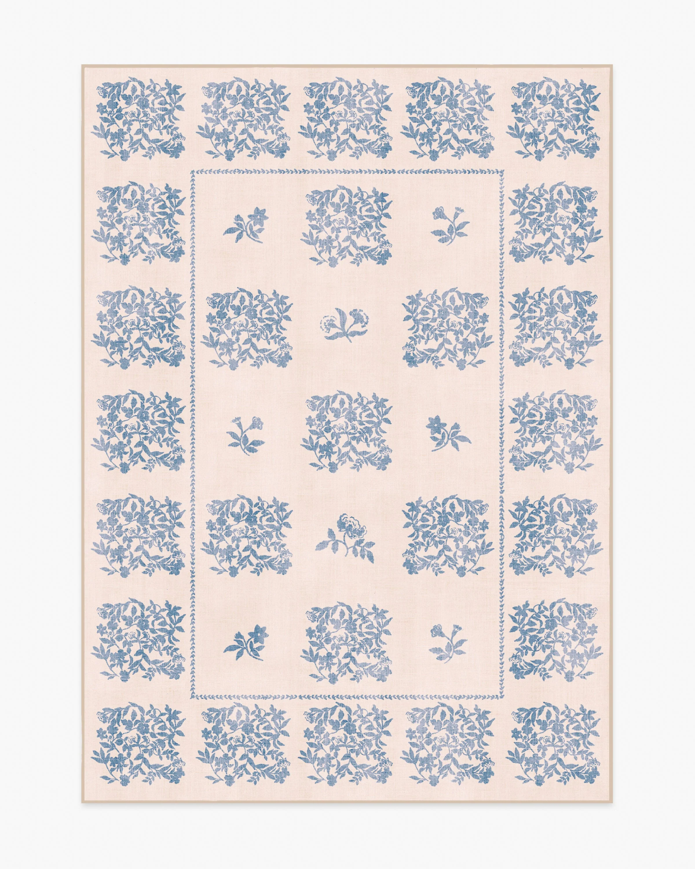Iona Cream & Blue Flatwoven Rug