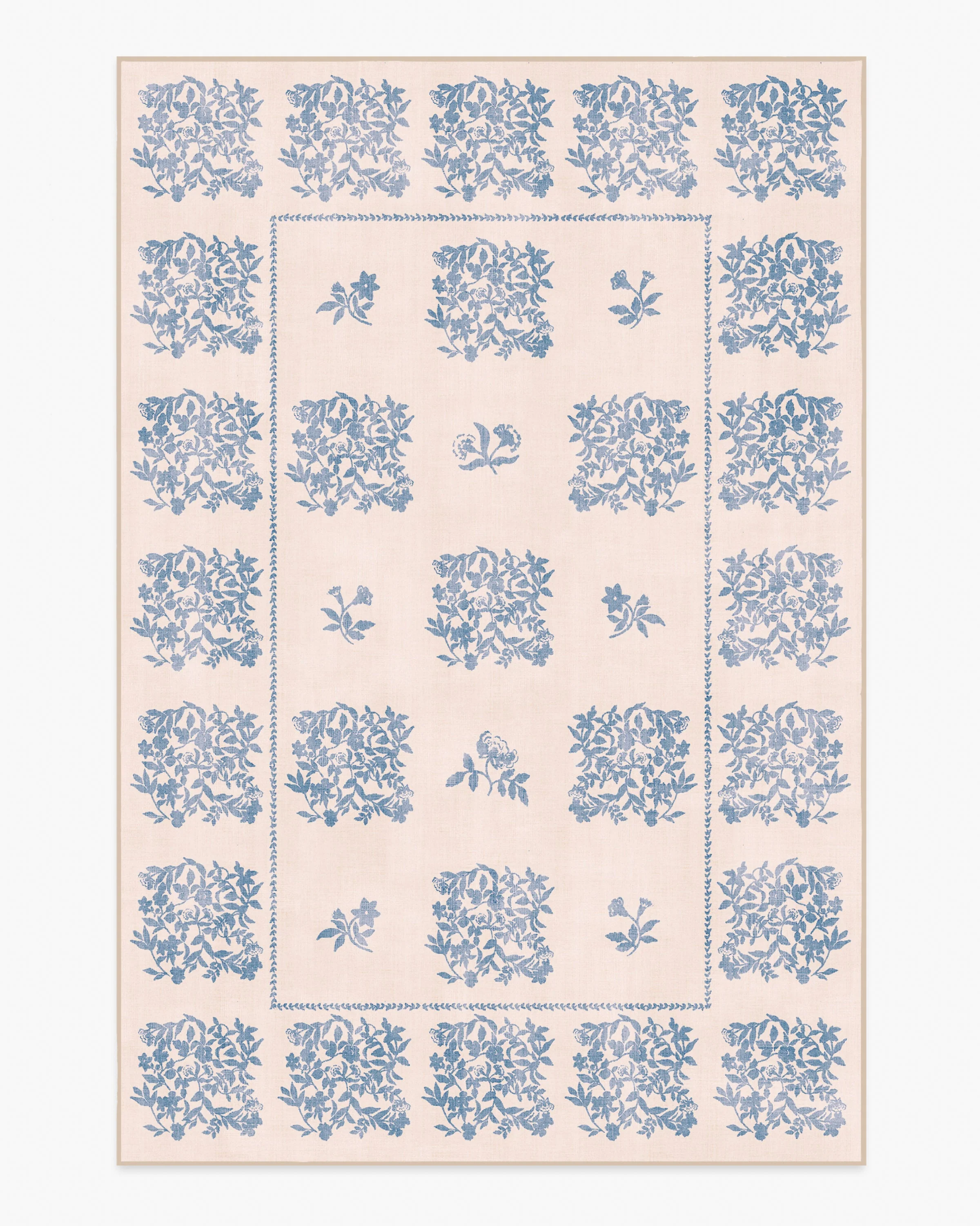 Iona Cream & Blue Flatwoven Rug - Image 5
