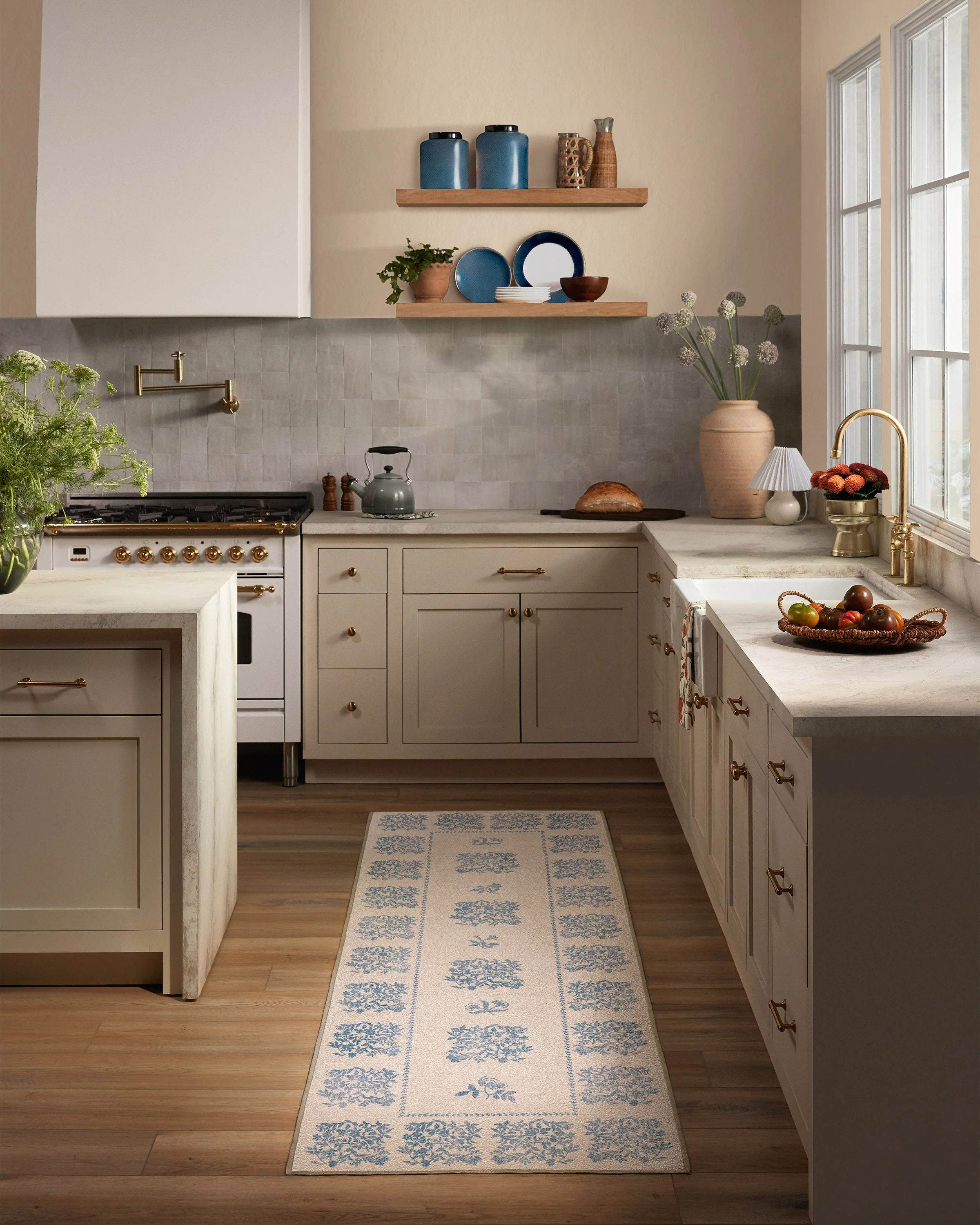 Iona Cream & Blue Flatwoven Rug - Image 8