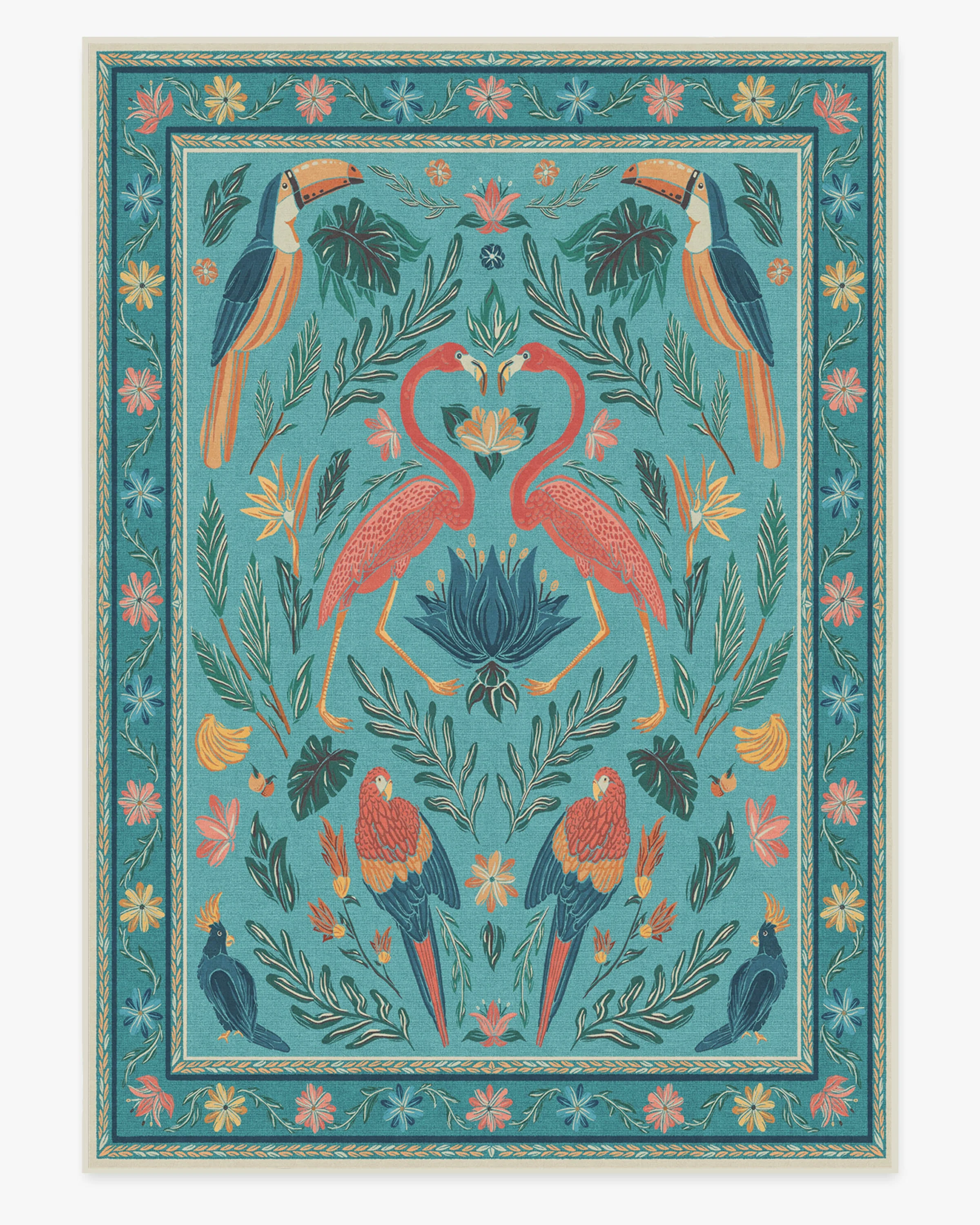Birds Of A Feather Aqua Flatwoven Rug by Iris Apfel - Image 18