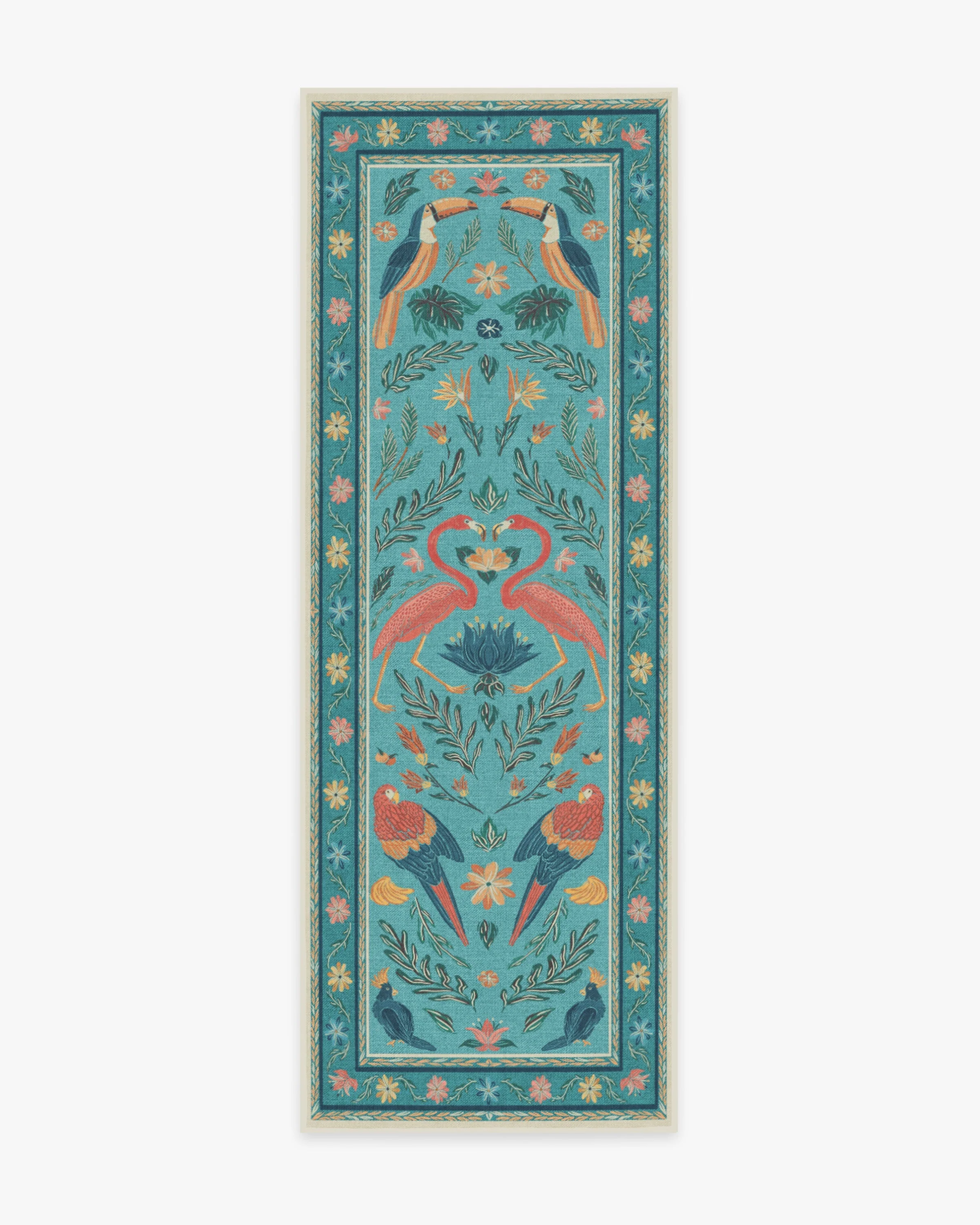 Birds Of A Feather Aqua Rug by Iris Apfel - Image 3