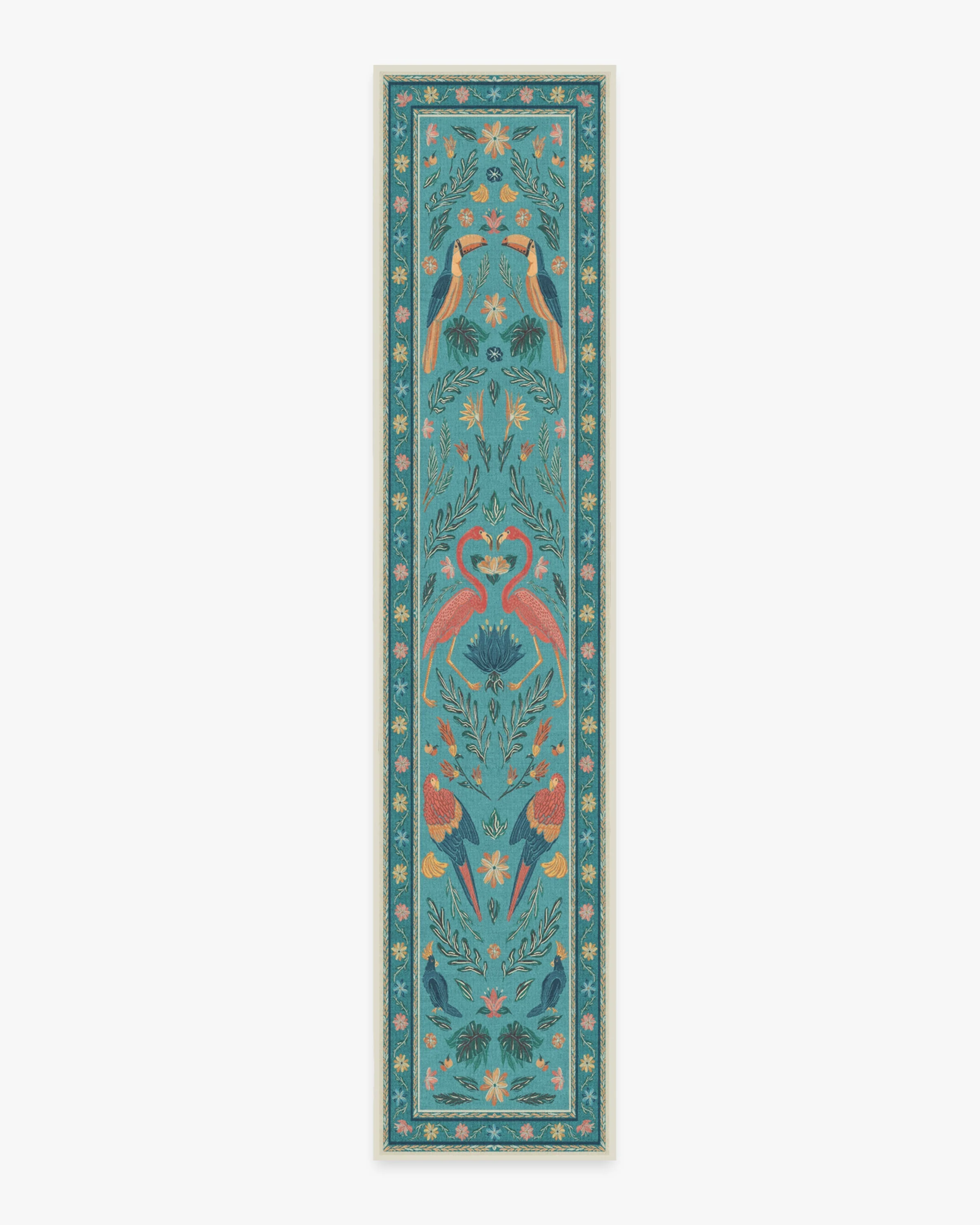 Birds Of A Feather Aqua Rug by Iris Apfel - Image 5