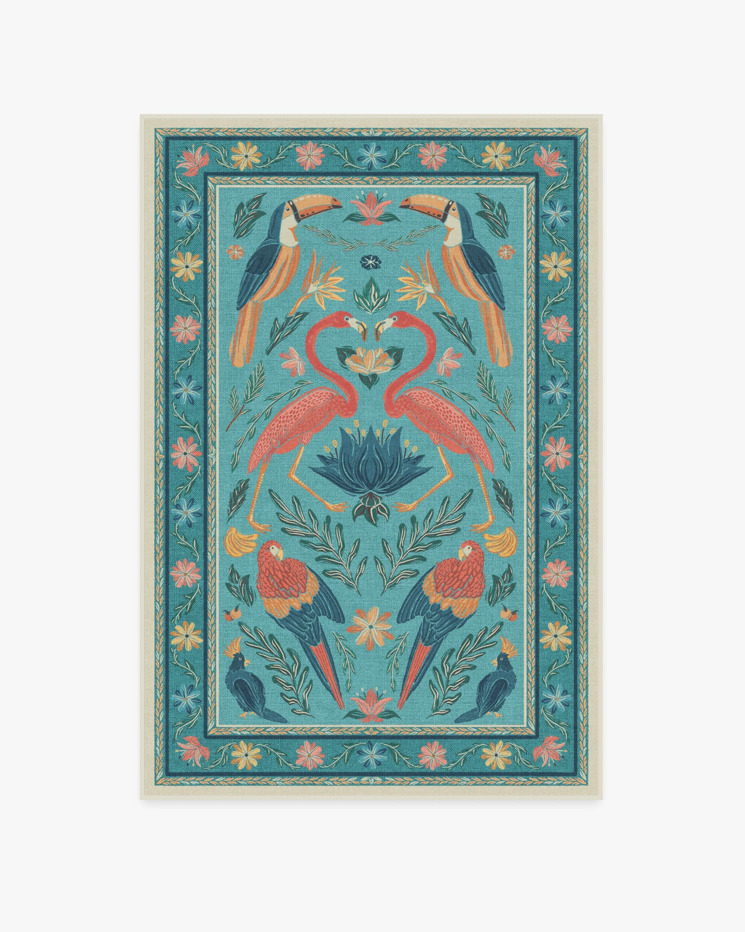 Birds Of A Feather Aqua Rug by Iris Apfel - Image 7
