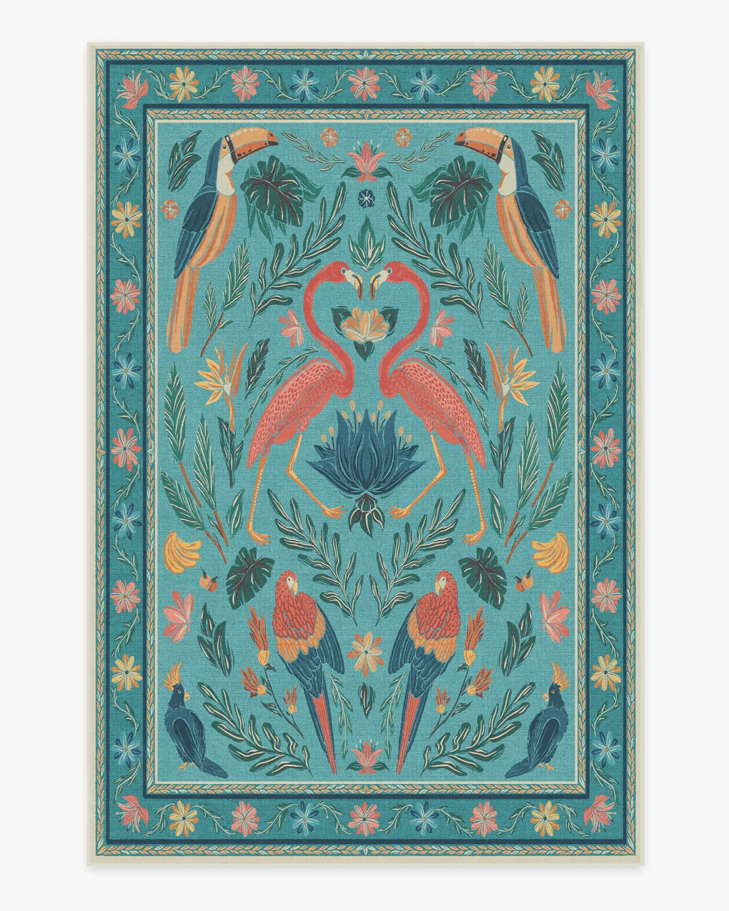 Birds Of A Feather Aqua Rug by Iris Apfel - Image 8
