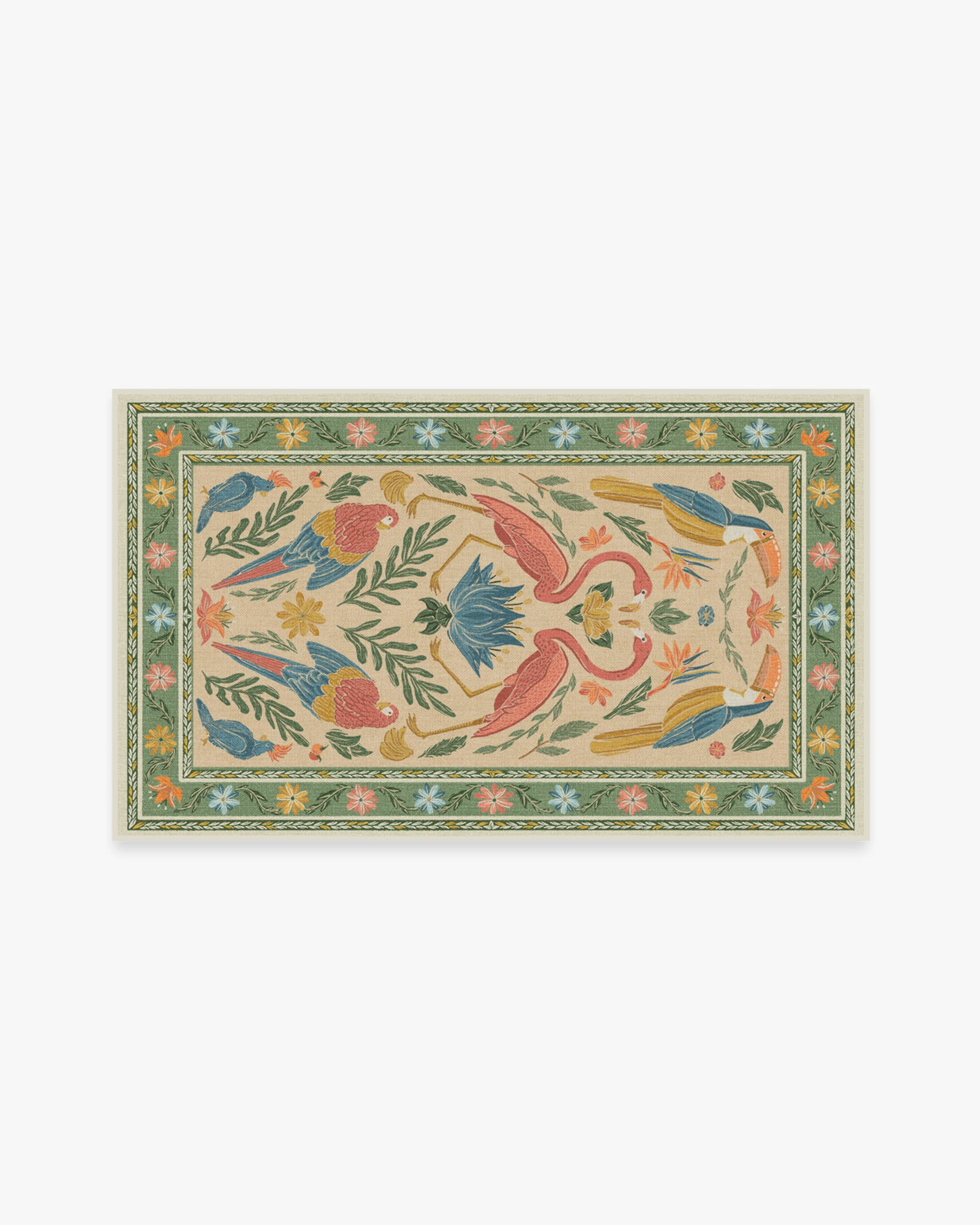 Birds Of A Feather Green & Peach Flatwoven Rug by Iris Apfel - Image 13