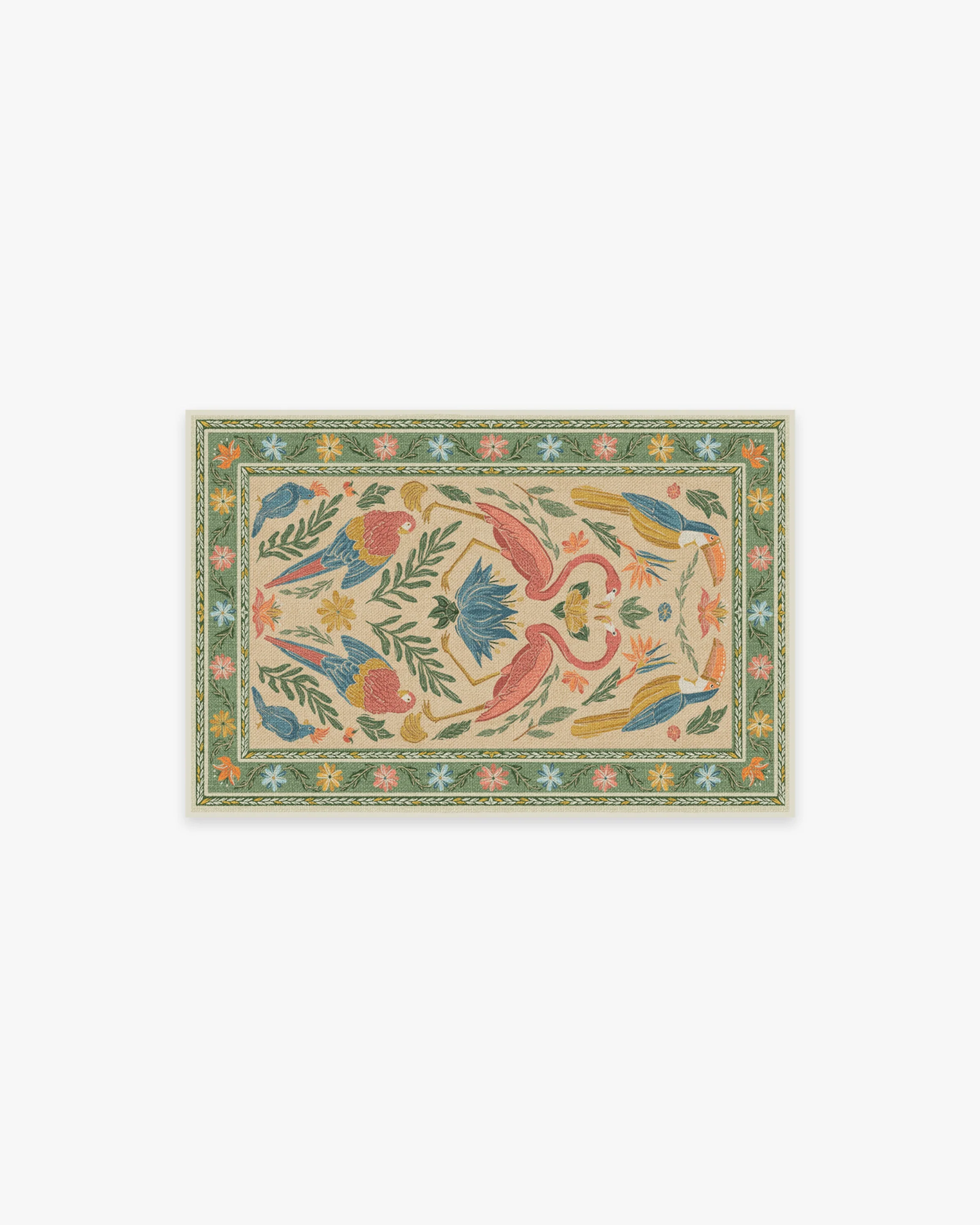 Birds Of A Feather Green & Peach Flatwoven Rug by Iris Apfel - Image 9