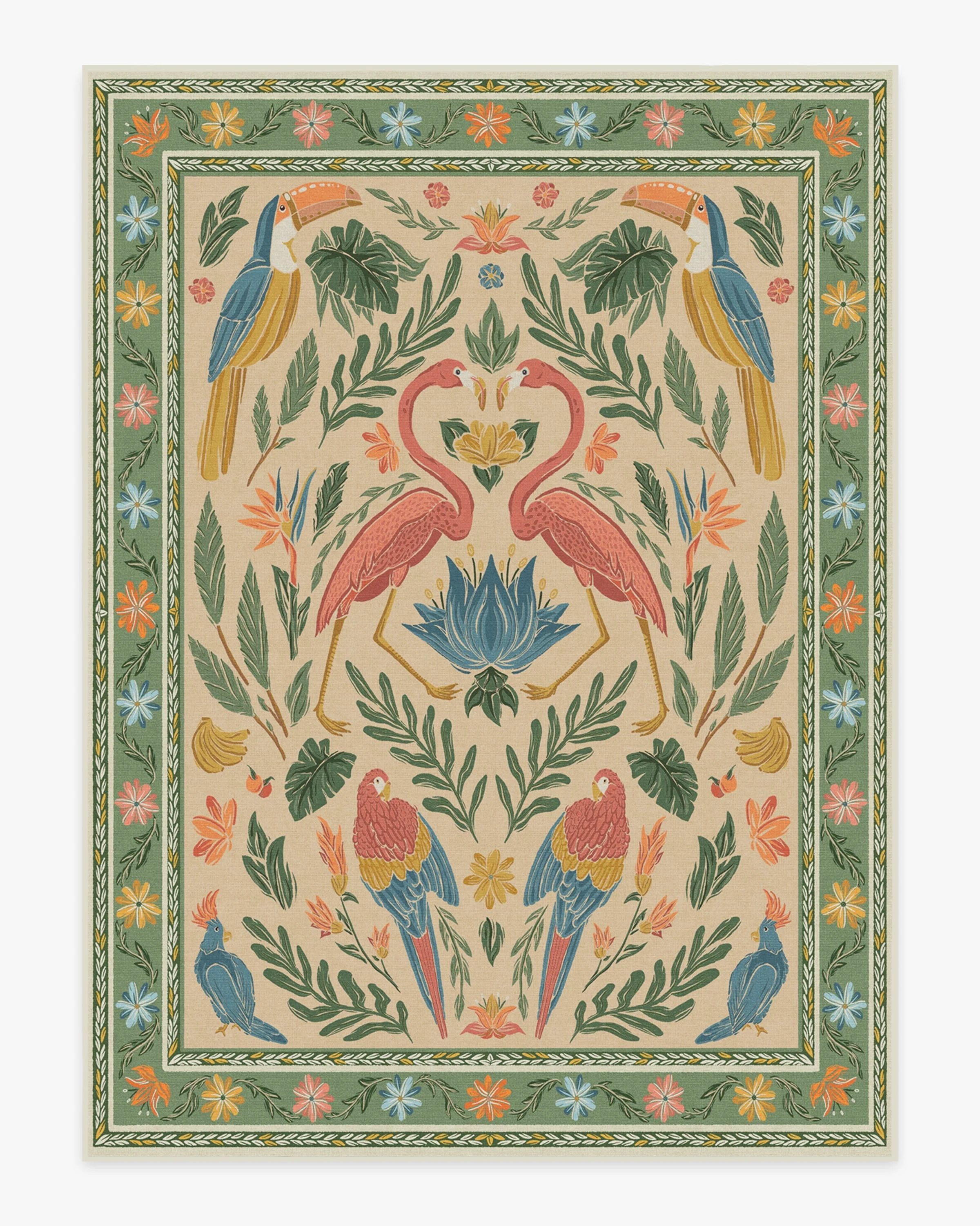 Birds Of A Feather Green & Peach Rug by Iris Apfel - Image 10