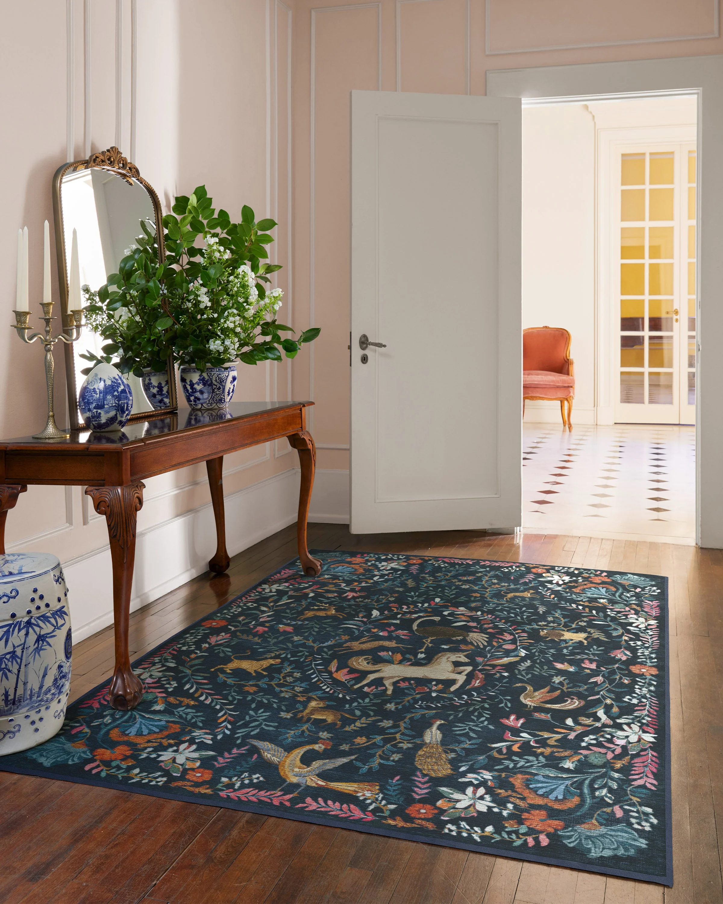 Dreamweaver Blue Multicolor Flatwoven Rug by Iris Apfel - Image 3