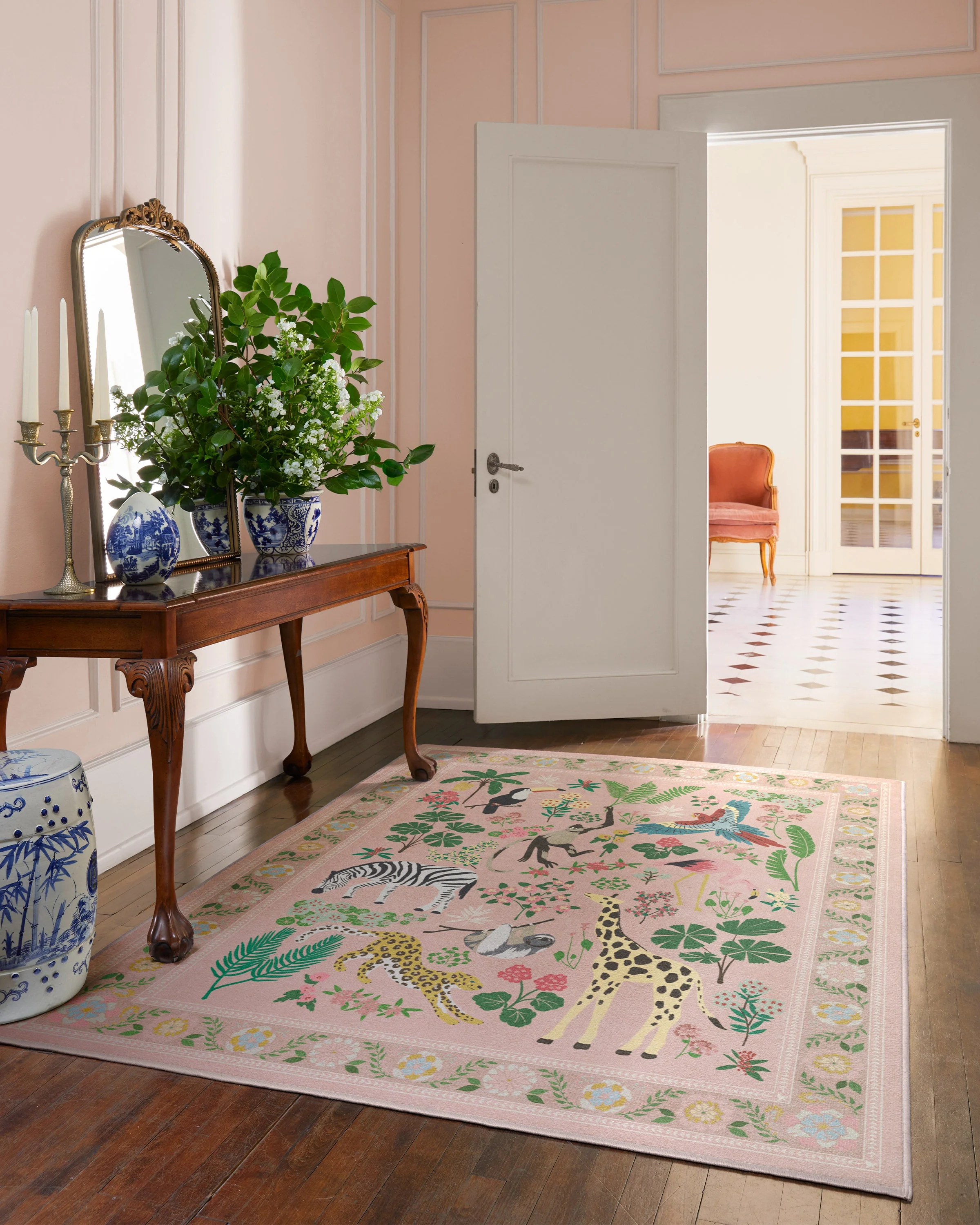 Jingle Jungle Soft Pink Rug by Iris Apfel - Image 3