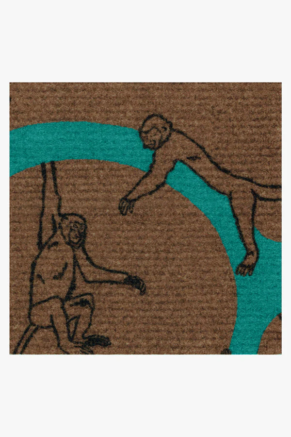 Monkey See Monkey Do Turquoise Doormat by Iris Apfel - Image 2