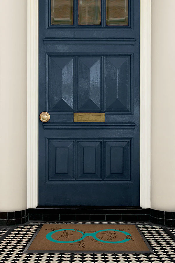 Monkey See Monkey Do Turquoise Doormat by Iris Apfel - Image 3