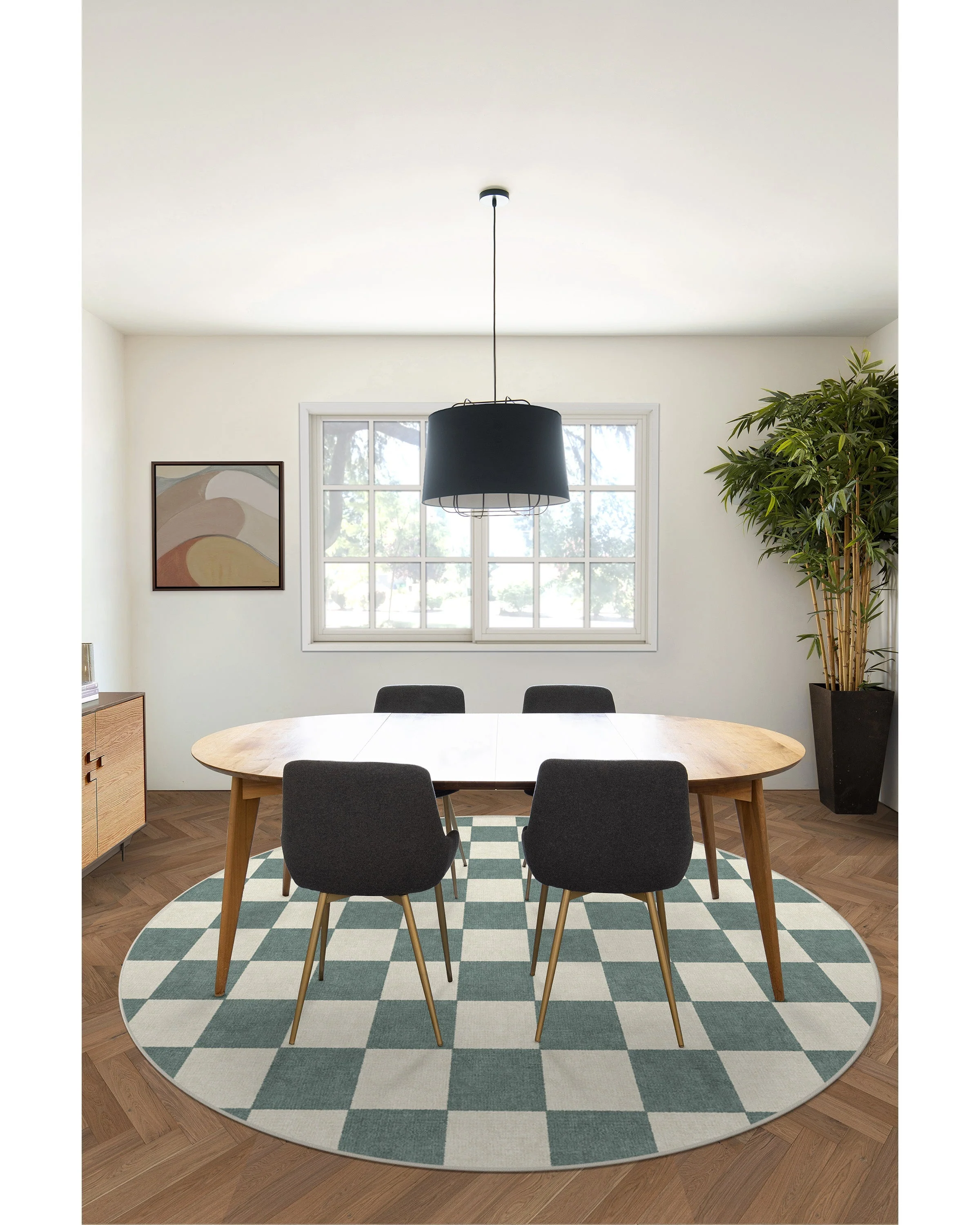 Jaque Checkered Slate Green Rug - Image 20