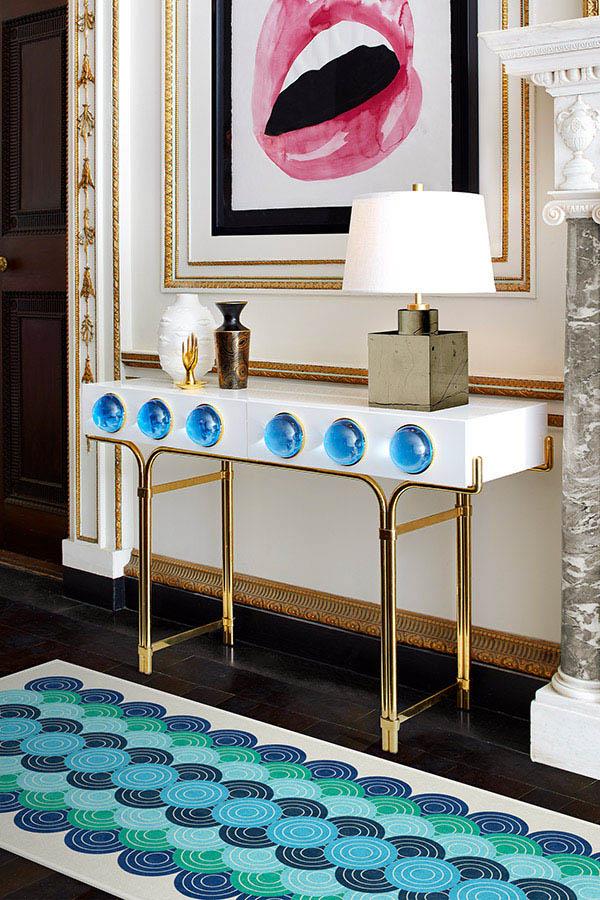 Biba Blue Green Flatwoven Rug by Jonathan Adler - Image 4