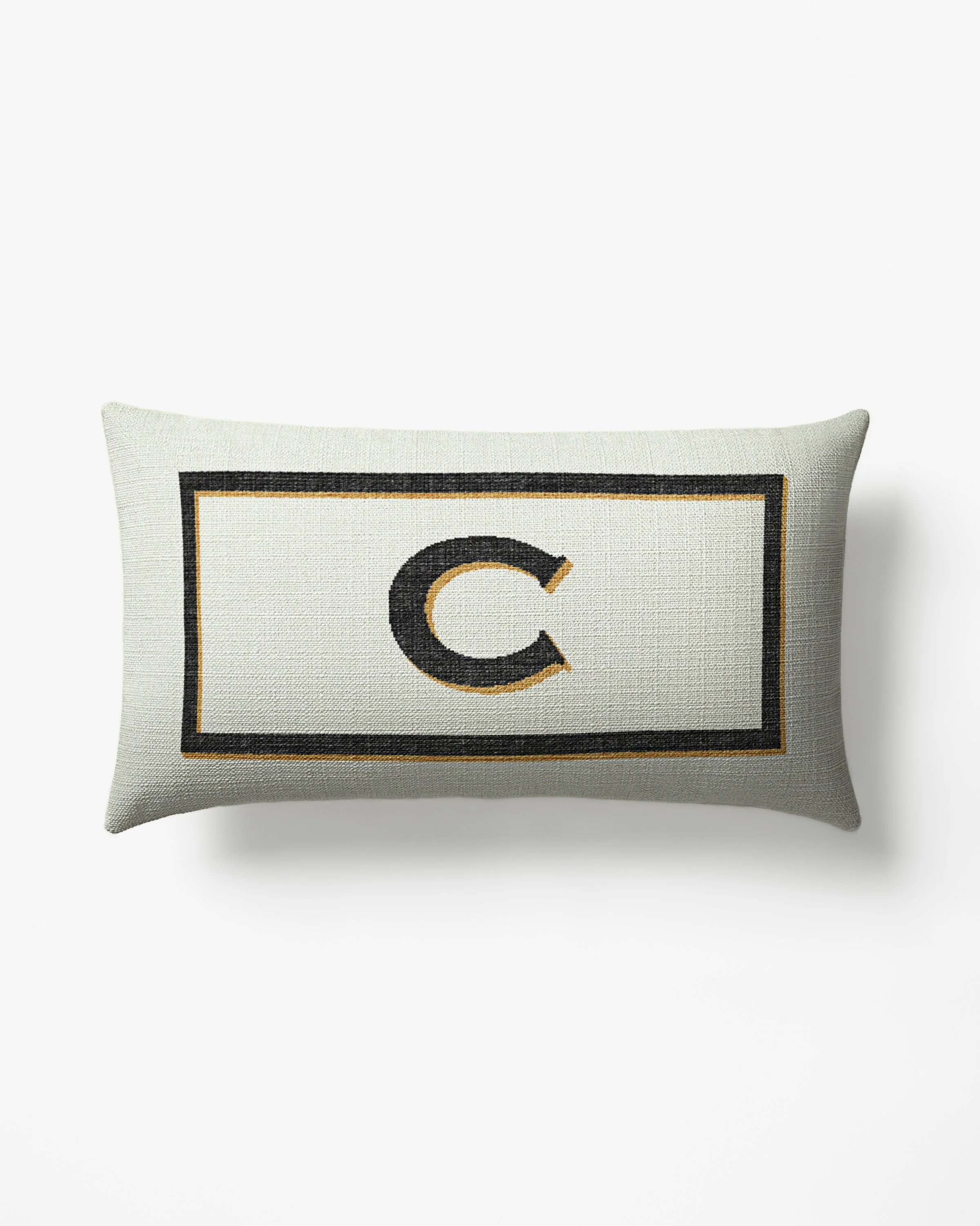 Classic Monogram Ivory Woven Throw Pillow, 12"x21" by Jonathan Adler - Image 3