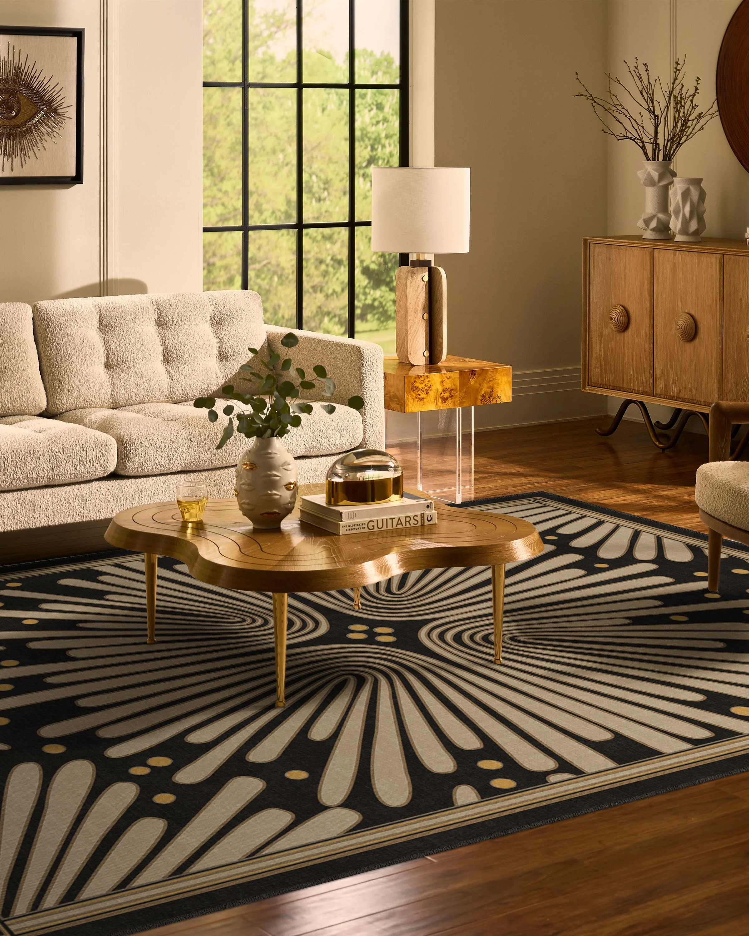 Gatsby Black & Gold Flatwoven Rug by Jonathan Adler - Image 3