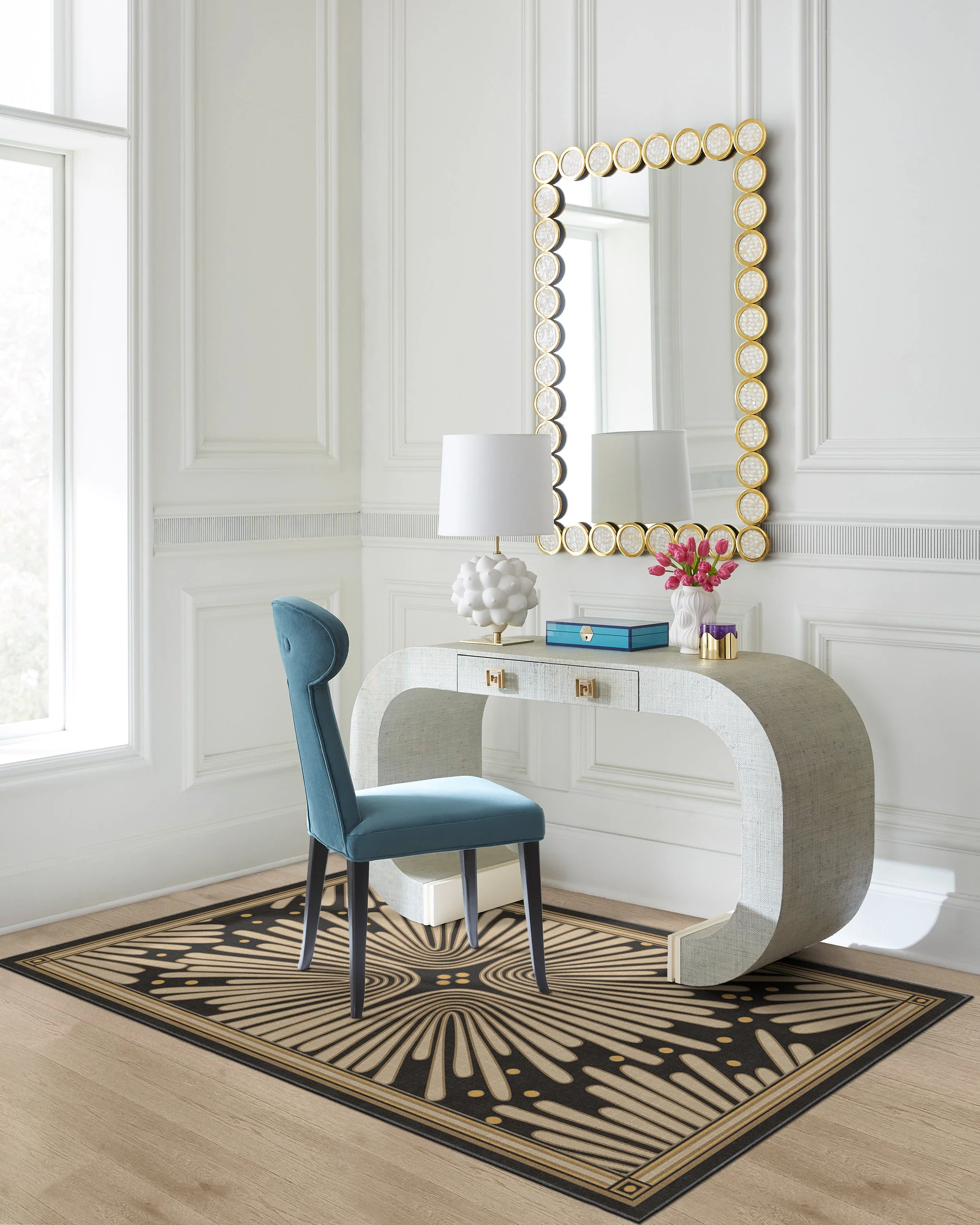 Gatsby Black & Gold Flatwoven Rug by Jonathan Adler - Image 6
