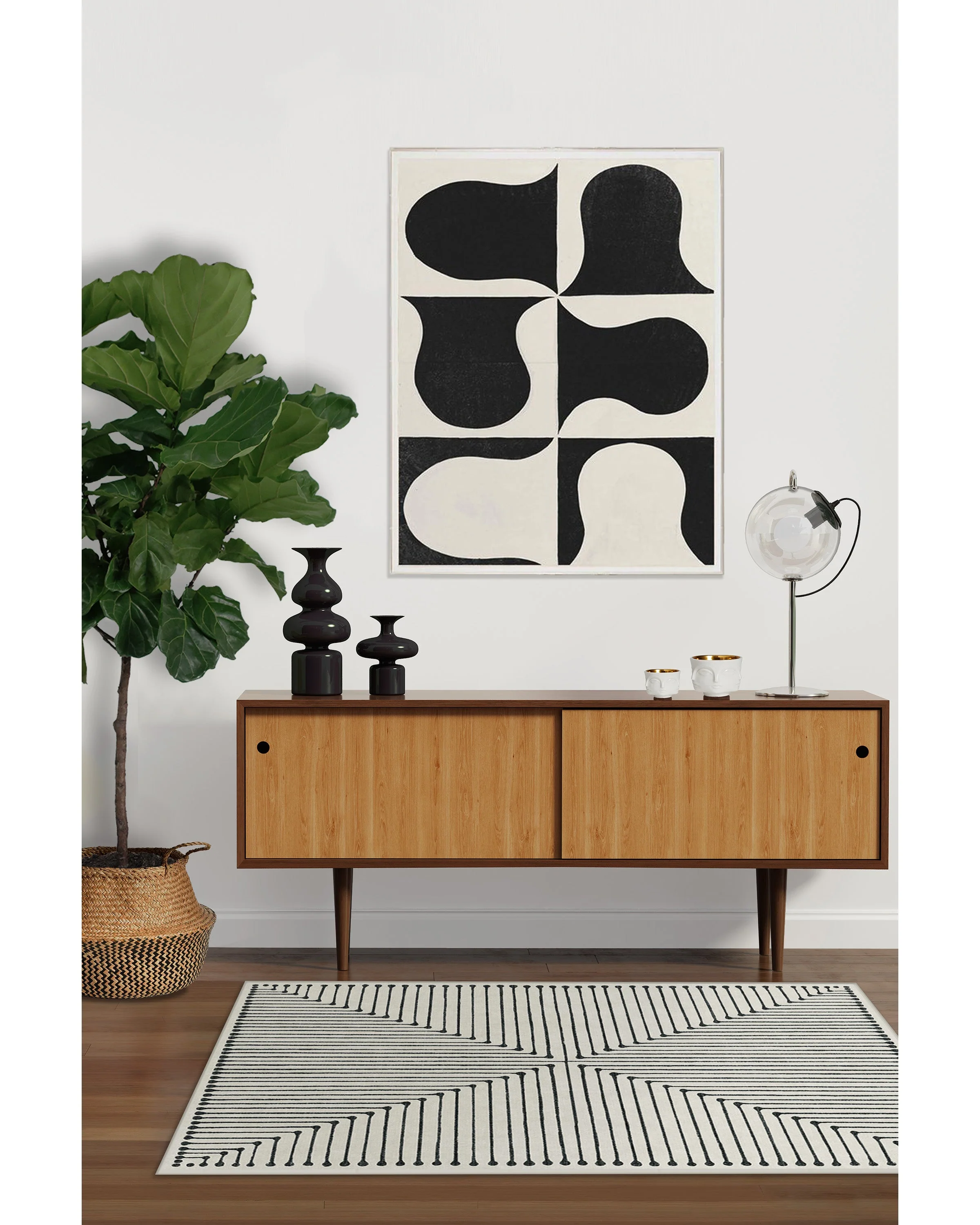 Inkdrop Black & Ivory Flatwoven Rug by Jonathan Adler - Image 6