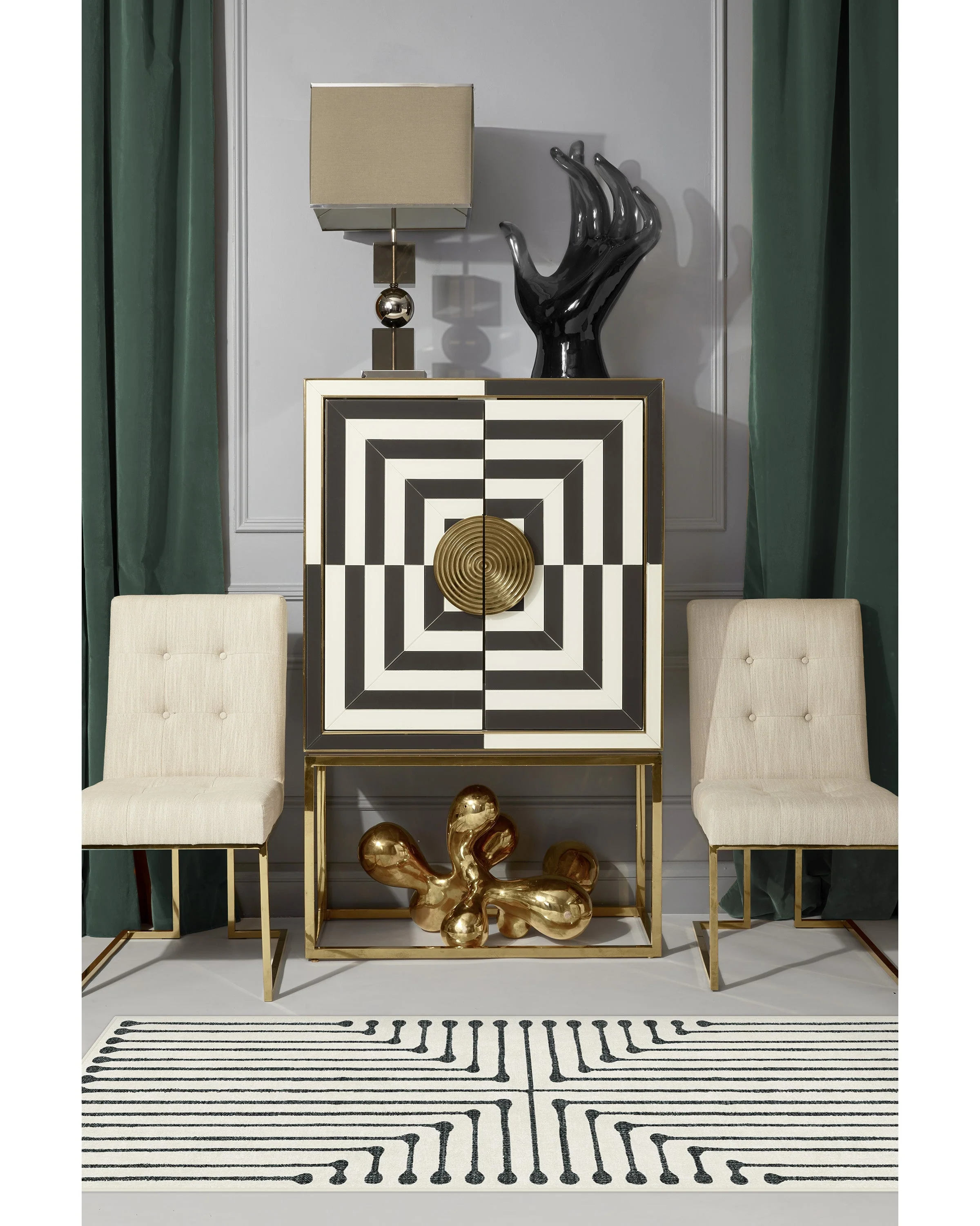 Inkdrop Black & Ivory Rug by Jonathan Adler - Image 17
