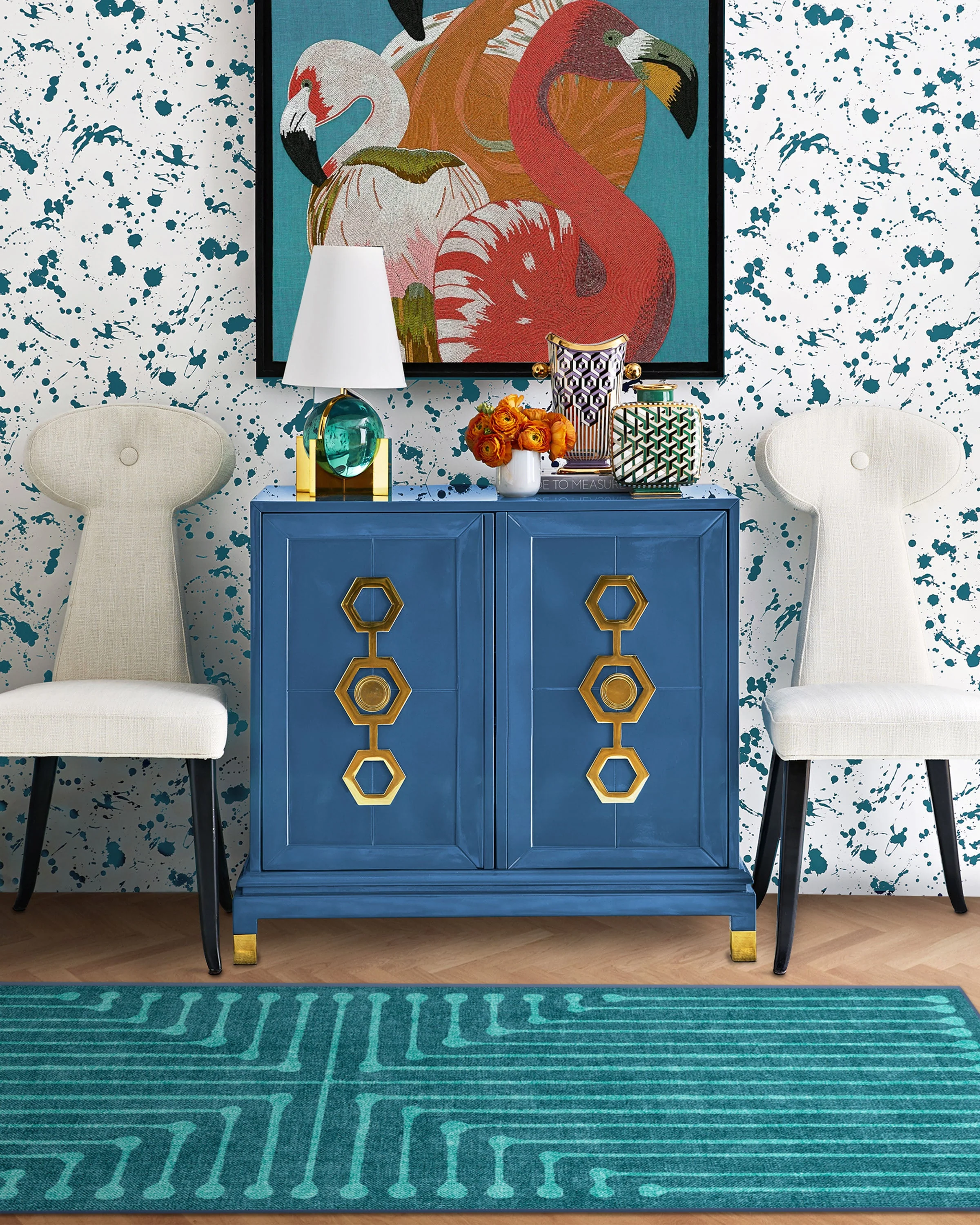 Inkdrop Blue & Teal Flatwoven Rug by Jonathan Adler - Image 7