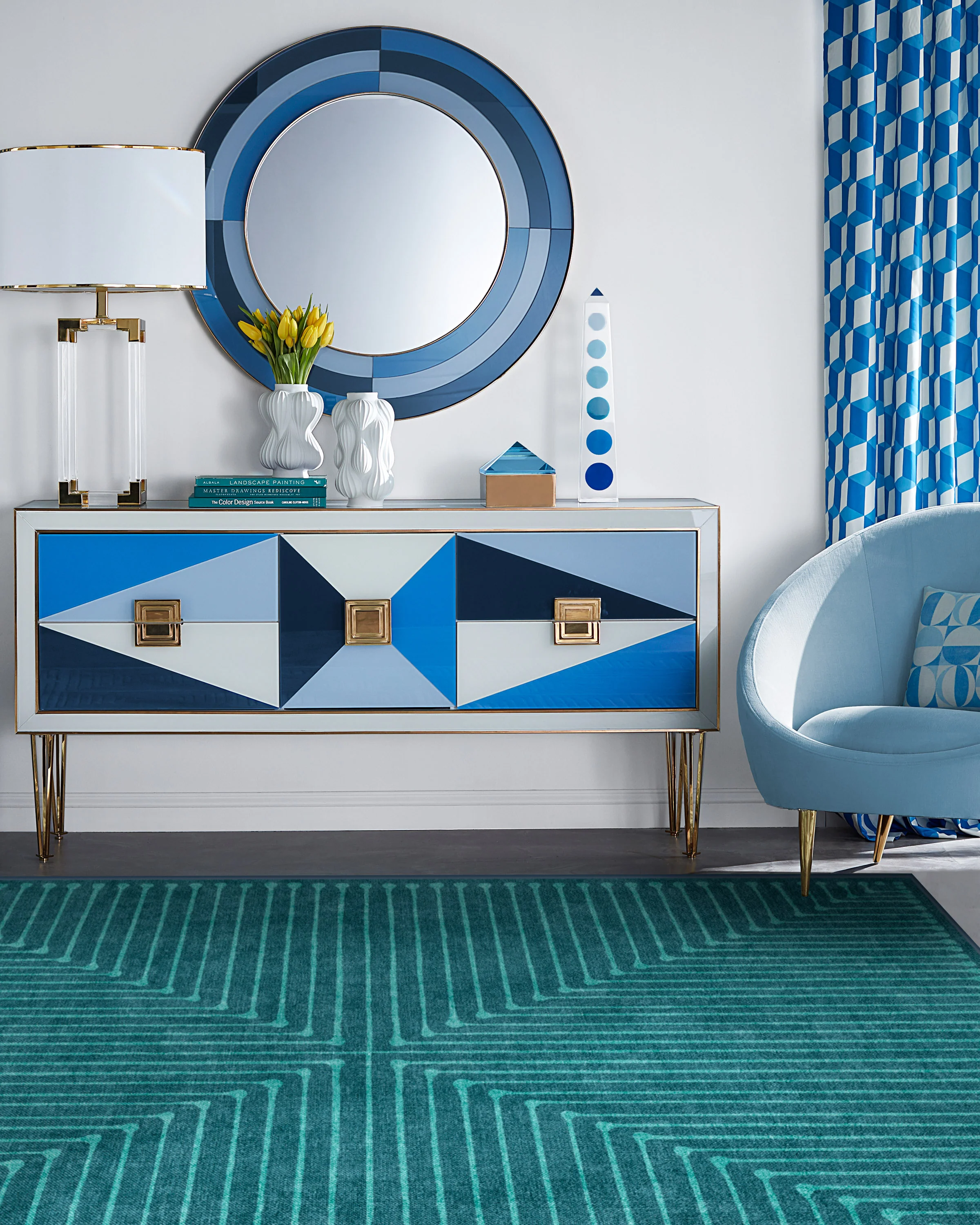Inkdrop Blue & Teal Flatwoven Rug by Jonathan Adler - Image 9