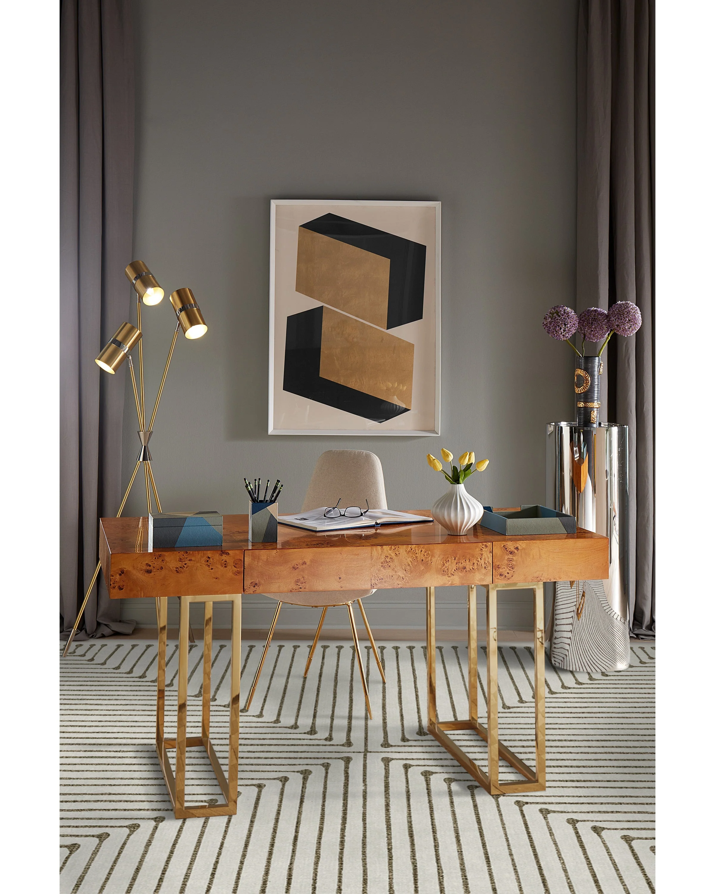 Inkdrop Camel & Ivory Rug by Jonathan Adler - Image 16