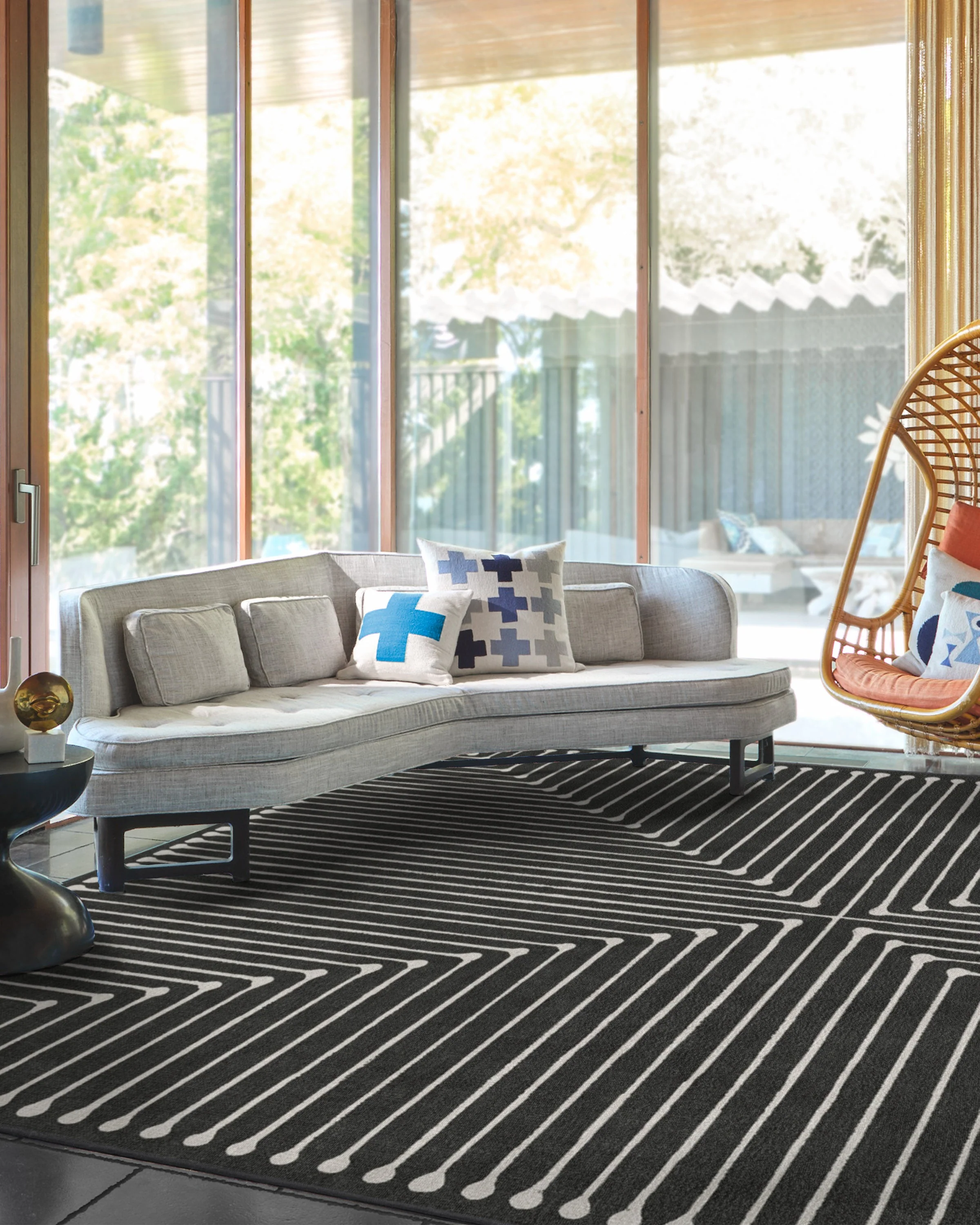 Inkdrop Charcoal Flatwoven Rug by Jonathan Adler - Image 8