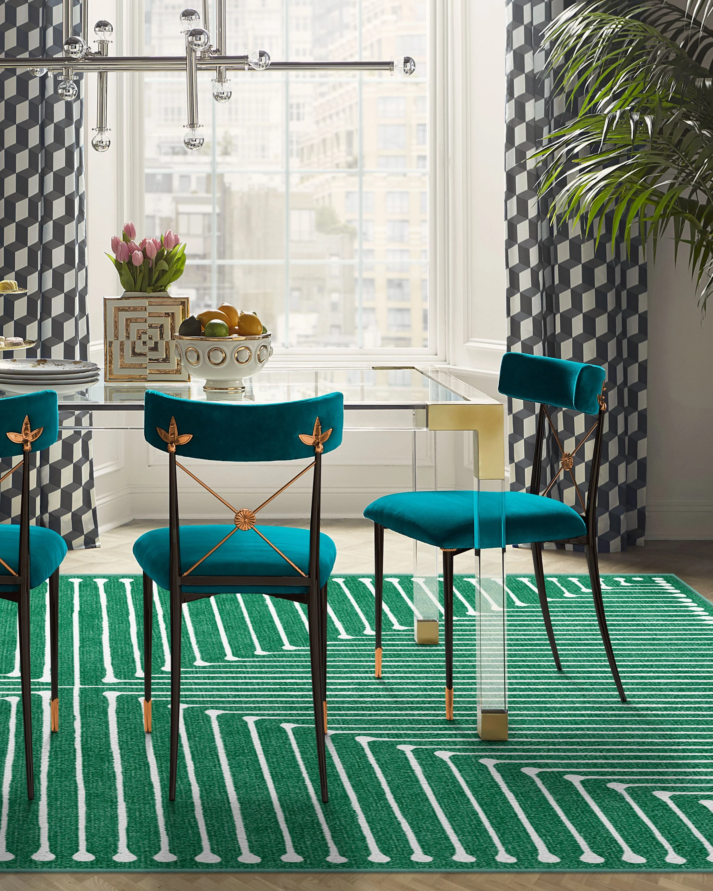 Inkdrop Green Flatwoven Rug by Jonathan Adler - Image 7