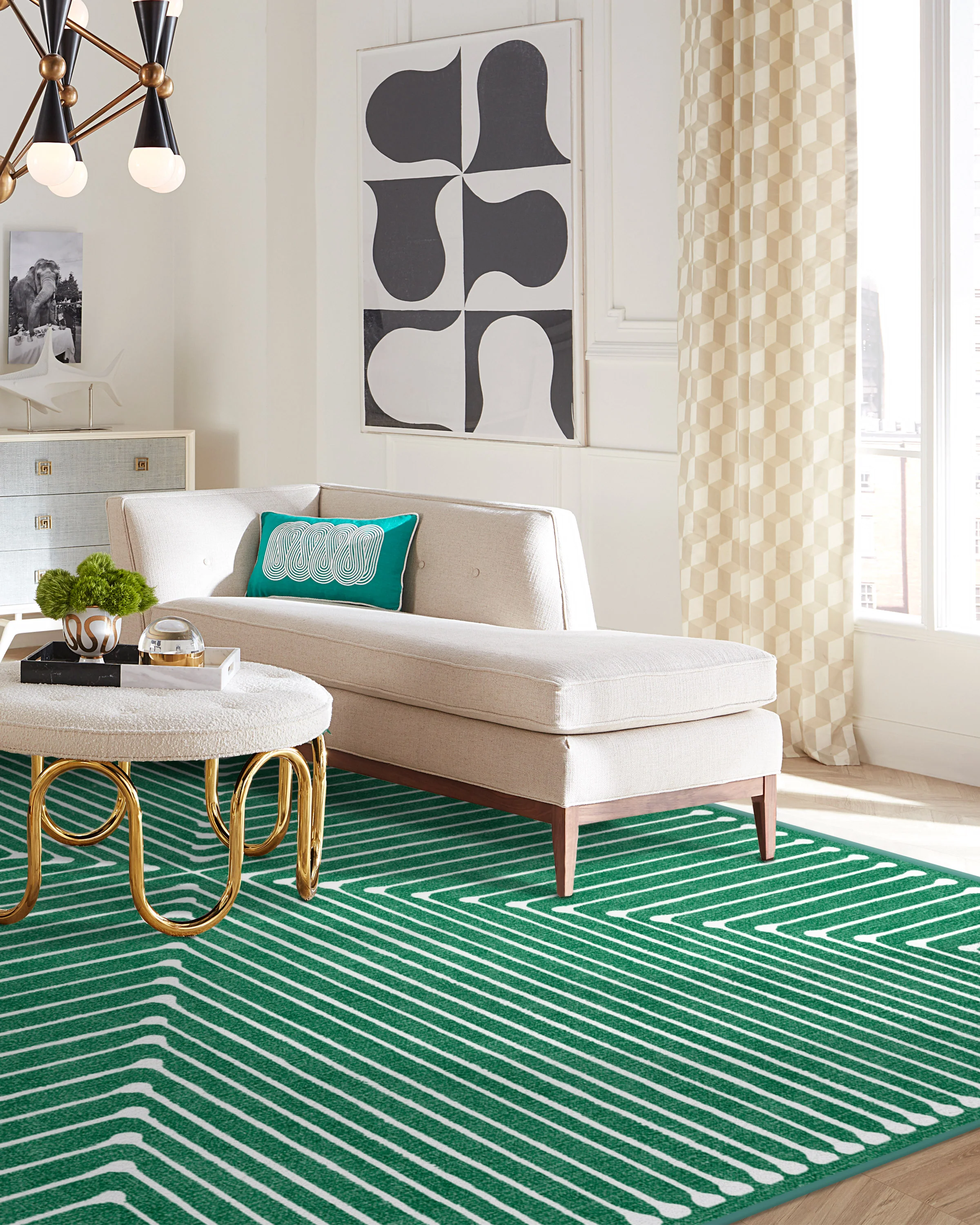 Inkdrop Green Flatwoven Rug by Jonathan Adler - Image 9