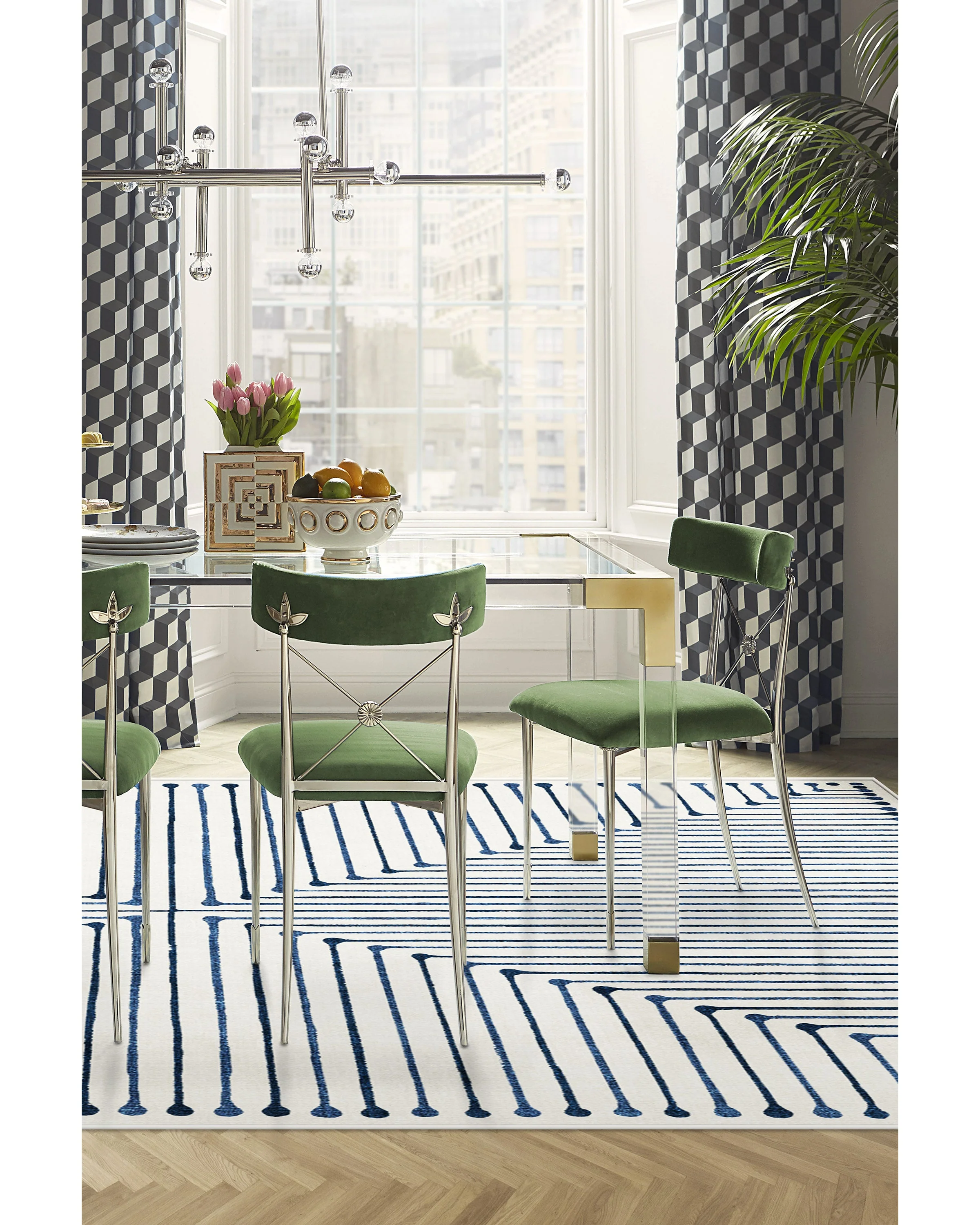 Inkdrop Slate Blue Flatwoven Rug by Jonathan Adler - Image 8