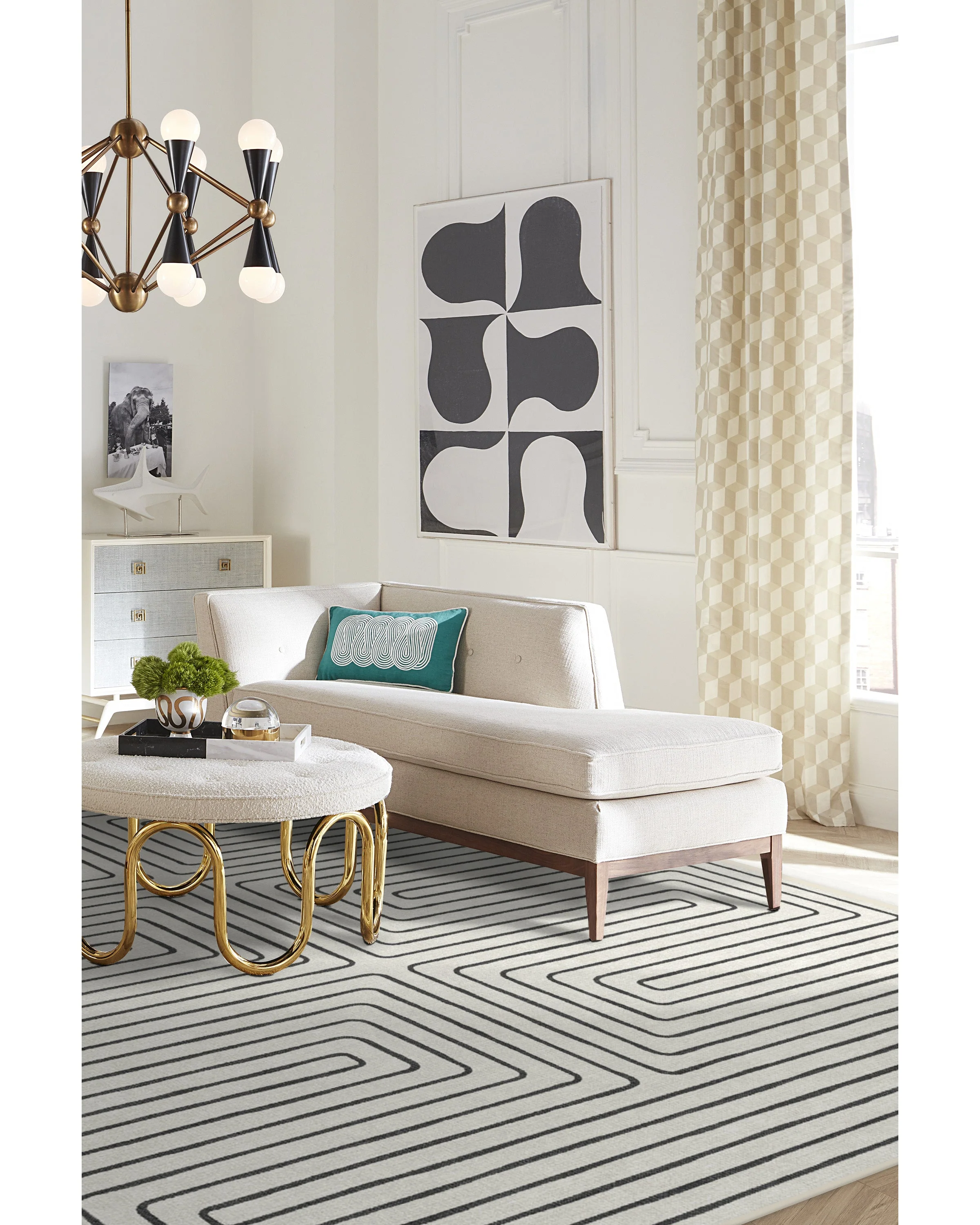 Labyrinth Black & Ivory Flatwoven Rug by Jonathan Adler - Image 8
