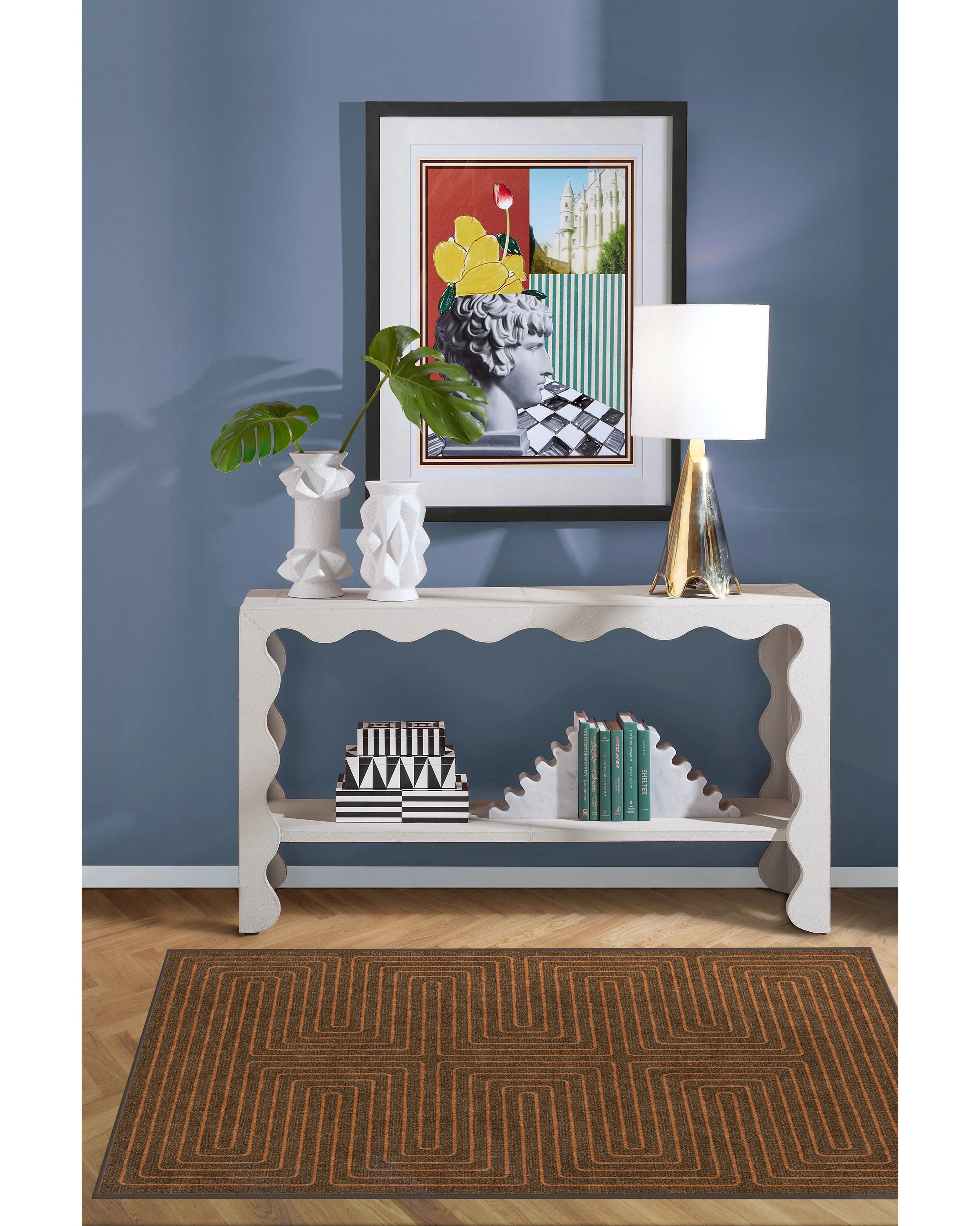Labyrinth Brown & Orange Flatwoven Rug by Jonathan Adler - Image 6