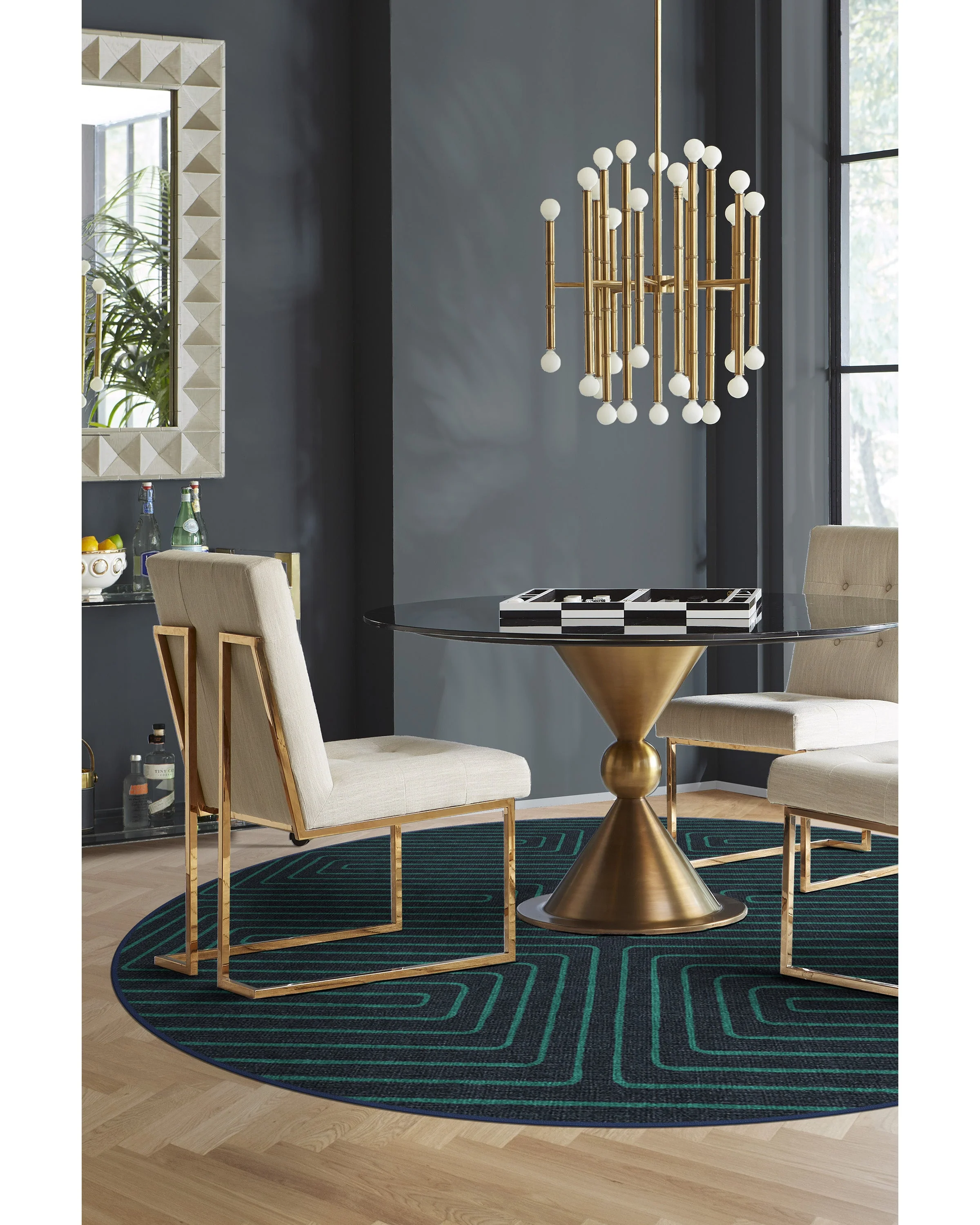 Labyrinth Navy & Teal Flatwoven Rug by Jonathan Adler - Image 7