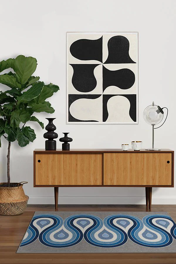 Milano Blue Steel Flatwoven Rug by Jonathan Adler - Image 6