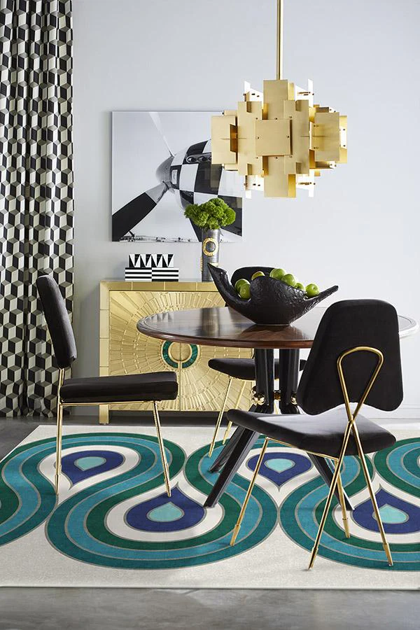 Milano Peacock Flatwoven Rug by Jonathan Adler - Image 3