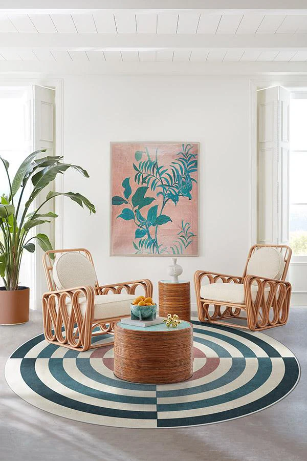 Op Art Teal Flatwoven Rug by Jonathan Adler - Image 7