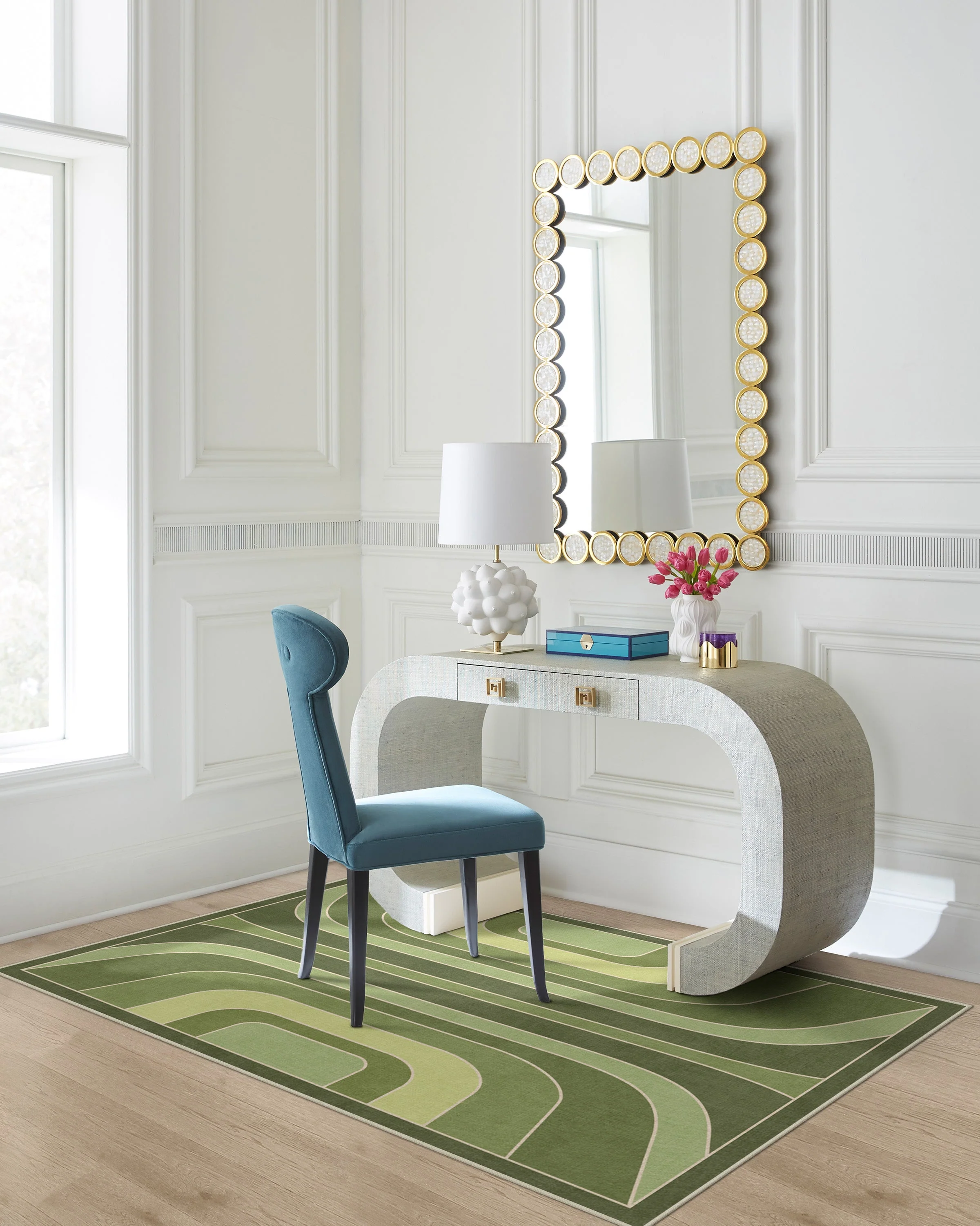 Paradox Green Flatwoven Rug by Jonathan Adler - Image 6